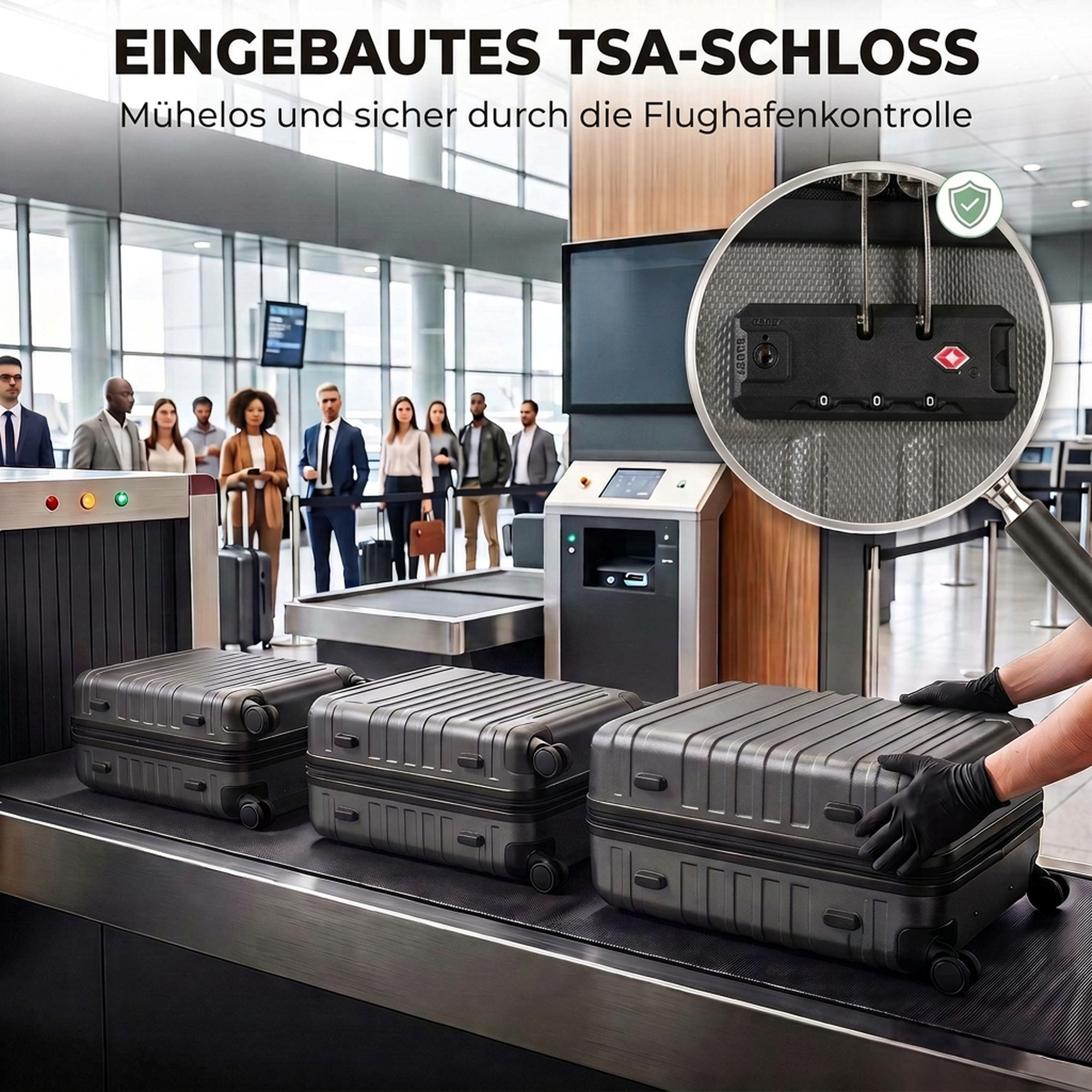 Kofferset, ineinander verstaubare Reisekoffer mit TSA-Schloss und 360° Rollen, 20/24/28 Zoll in Dunkelgrau