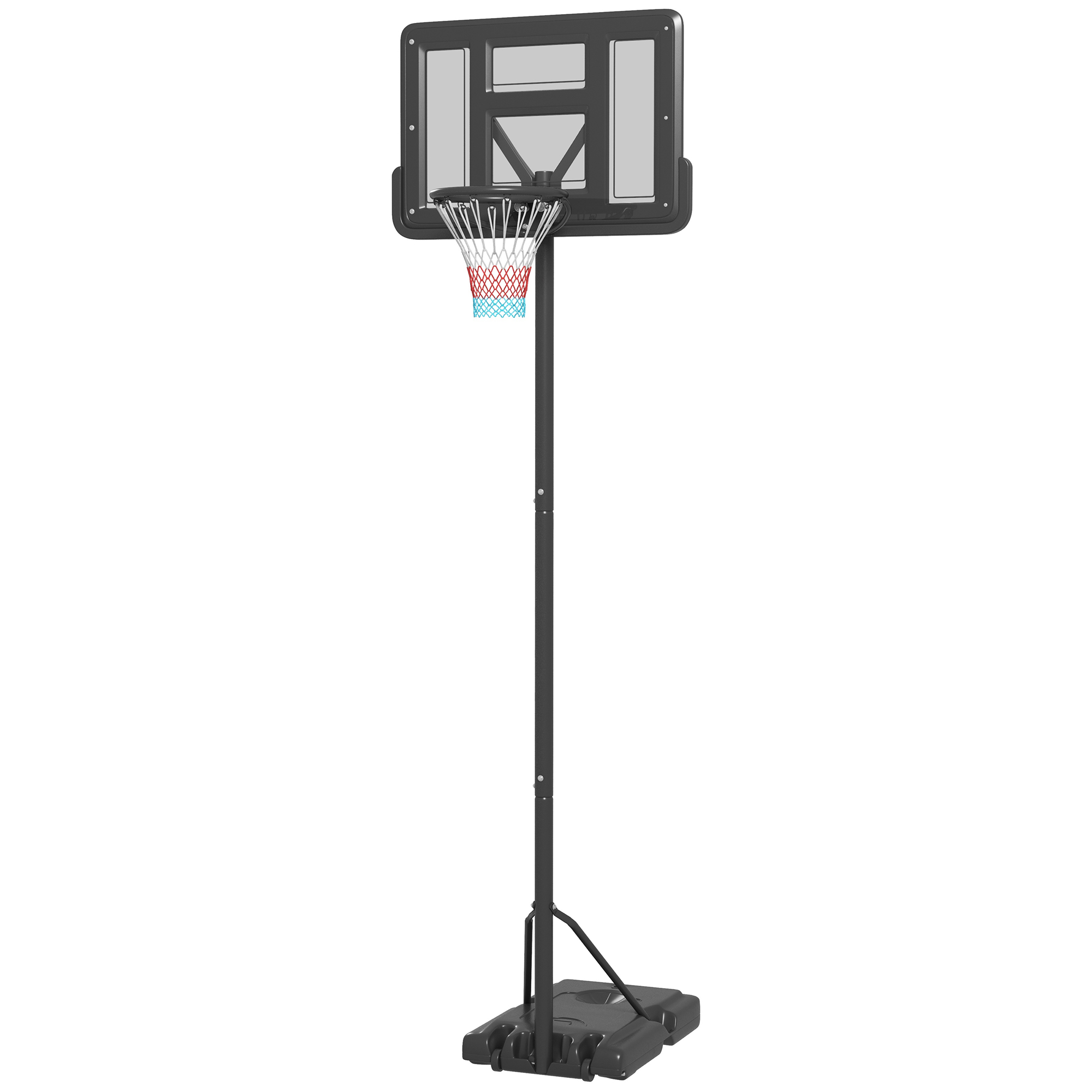 Basketballständer, Outdoor/Indoor, höhenverstellbar, mit Rädern, befüllbare Basis, Korbhöhe 2,30-3,05 m