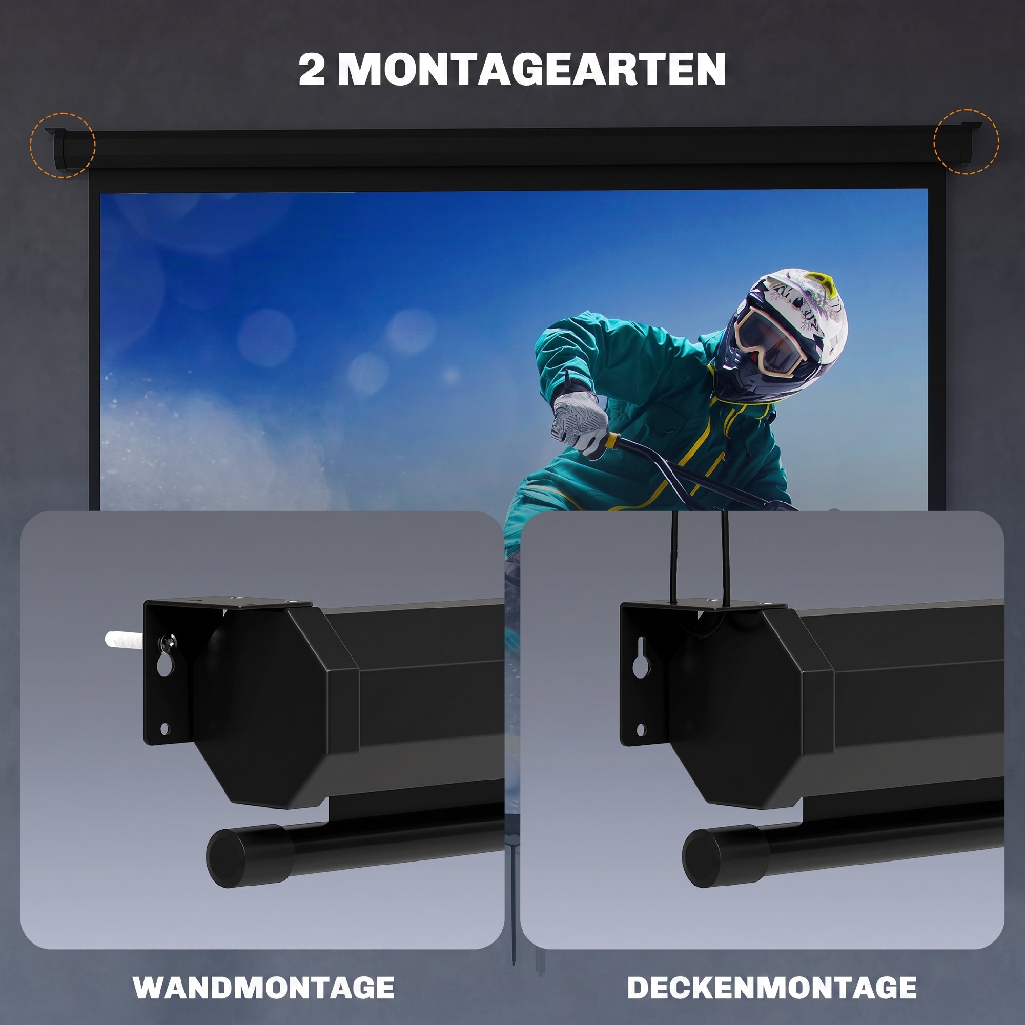 Beamer Leinwand 171 x 128 cm 84 Zoll 4:3 HD 4K Projektionsleinwand Kunststoff, Metall Heimkino