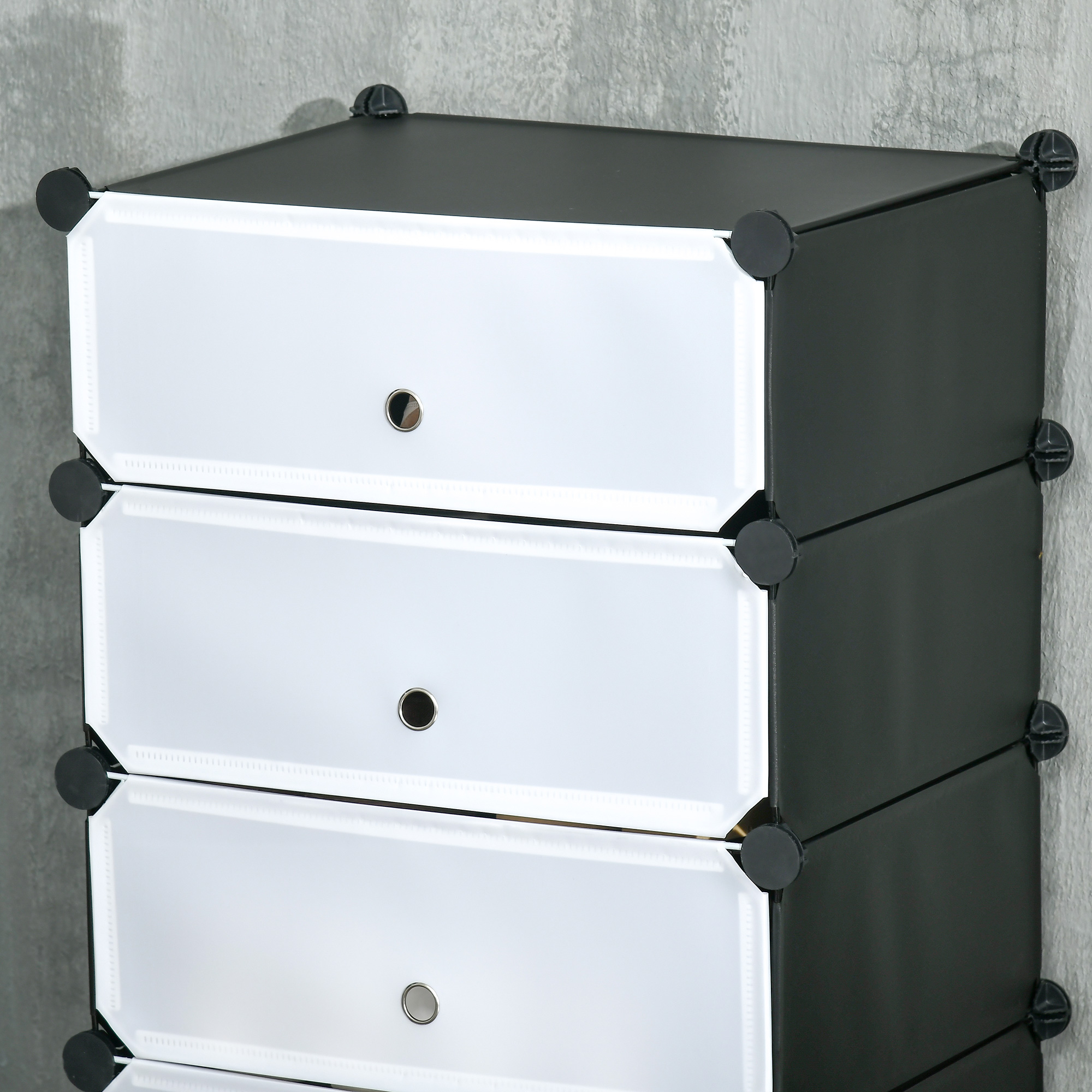 Modulares Regalsystem für 6 Paar Schuhe, 49 cm x 36,5 cm x 108 cm, Schwarz