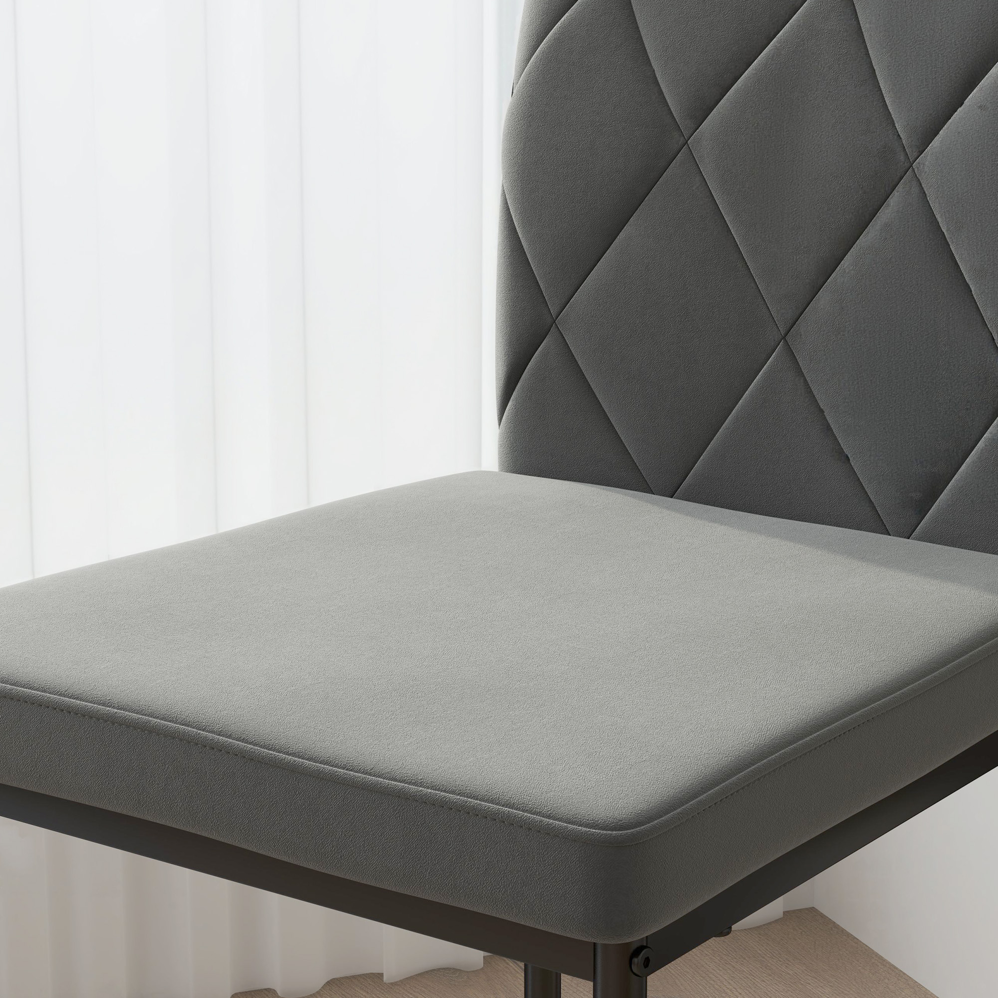 4er-Set Esszimmerstühle in Samtoptik, Moderne Polsterstühle mit Metallbeinen, für Esszimmer, Schlafzimmer, Küche, Grau