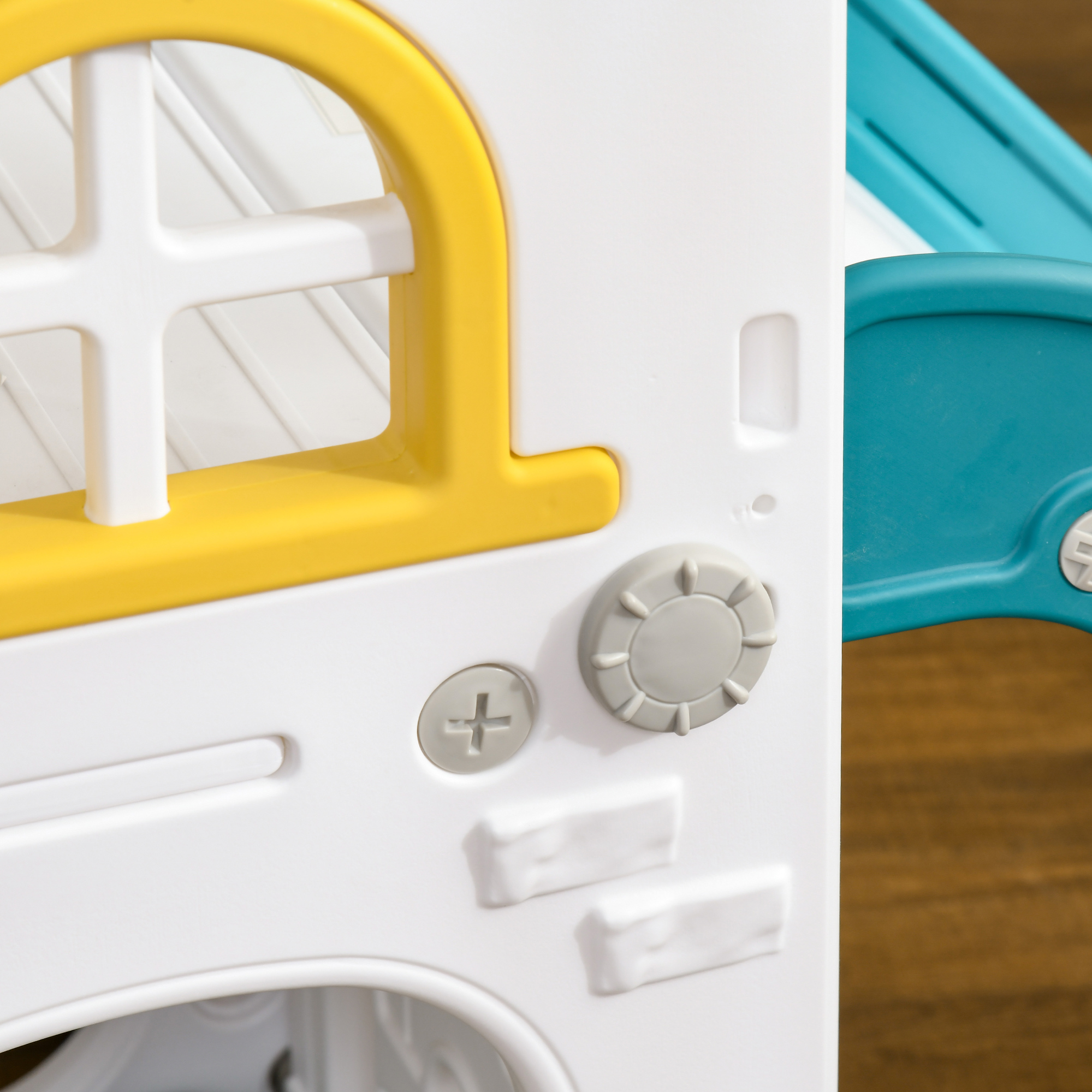 Kinderrutsche, 5 in 1, Kleinkinderrutsche mit Basketballkorb, Teleskop Klettergerüst Gelb 70 x 177 x 92 cm