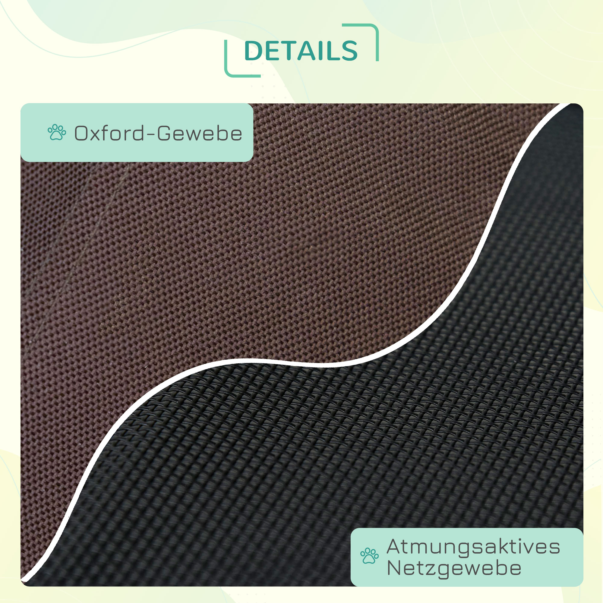 Haustierbett mit Baldachin, klappbar, Hundeliege, Outdoor-Hundebett, Mesh-Stoff, Braun + Schwarz