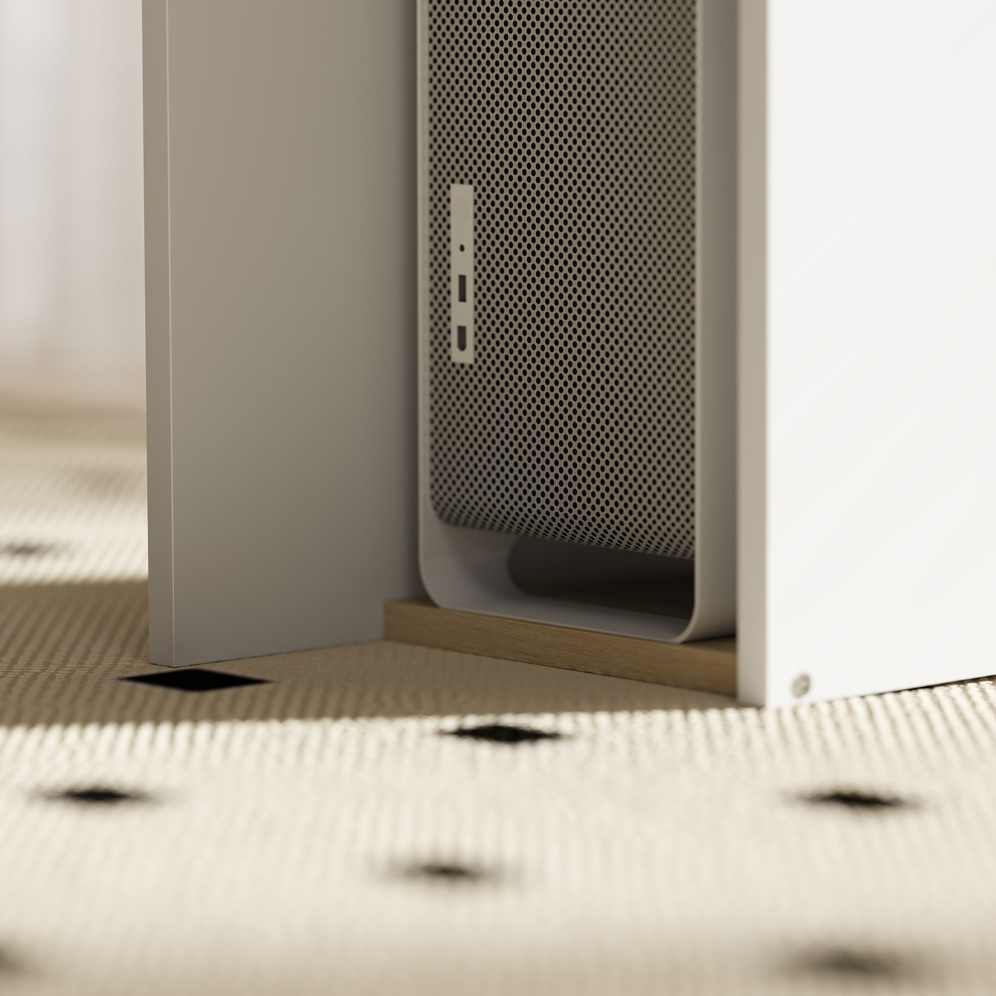 Computertisch, Schreibtisch mit offenen Regalen und Ablagefächern, aus Stahl, Hellbraun+Weiß