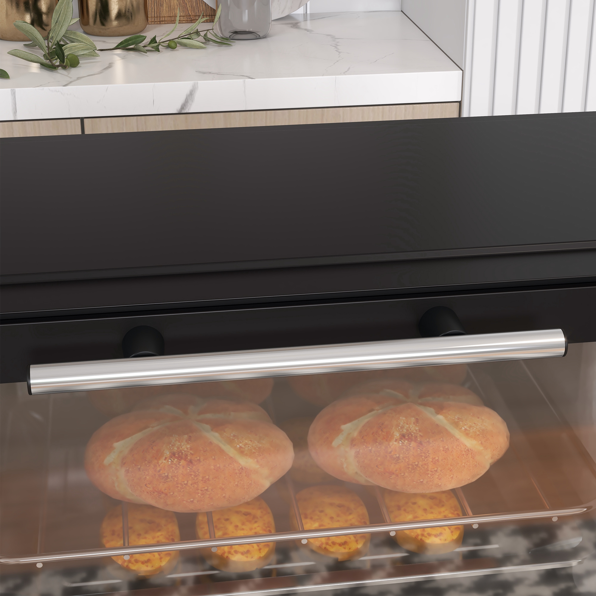 Mini-Backofen, 9 Liter Fassungsvermögen, Einstellbare Temperatur und Garzeit, mit Grillrost und Backblech, Schwarz