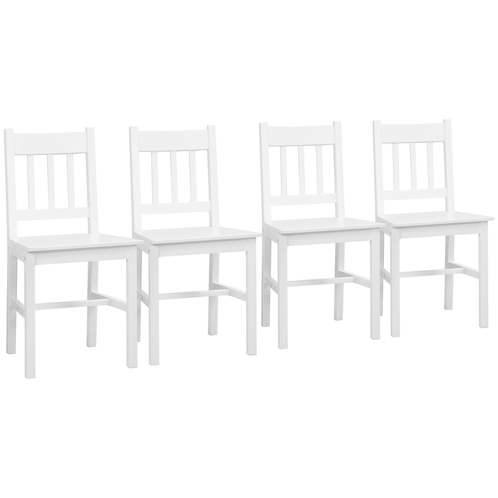 4er-Set Esszimmerstühle Küchenstühle Stühle, Massivholz, 41 cm x 46,5 cm x 85,5 cm, Weiß