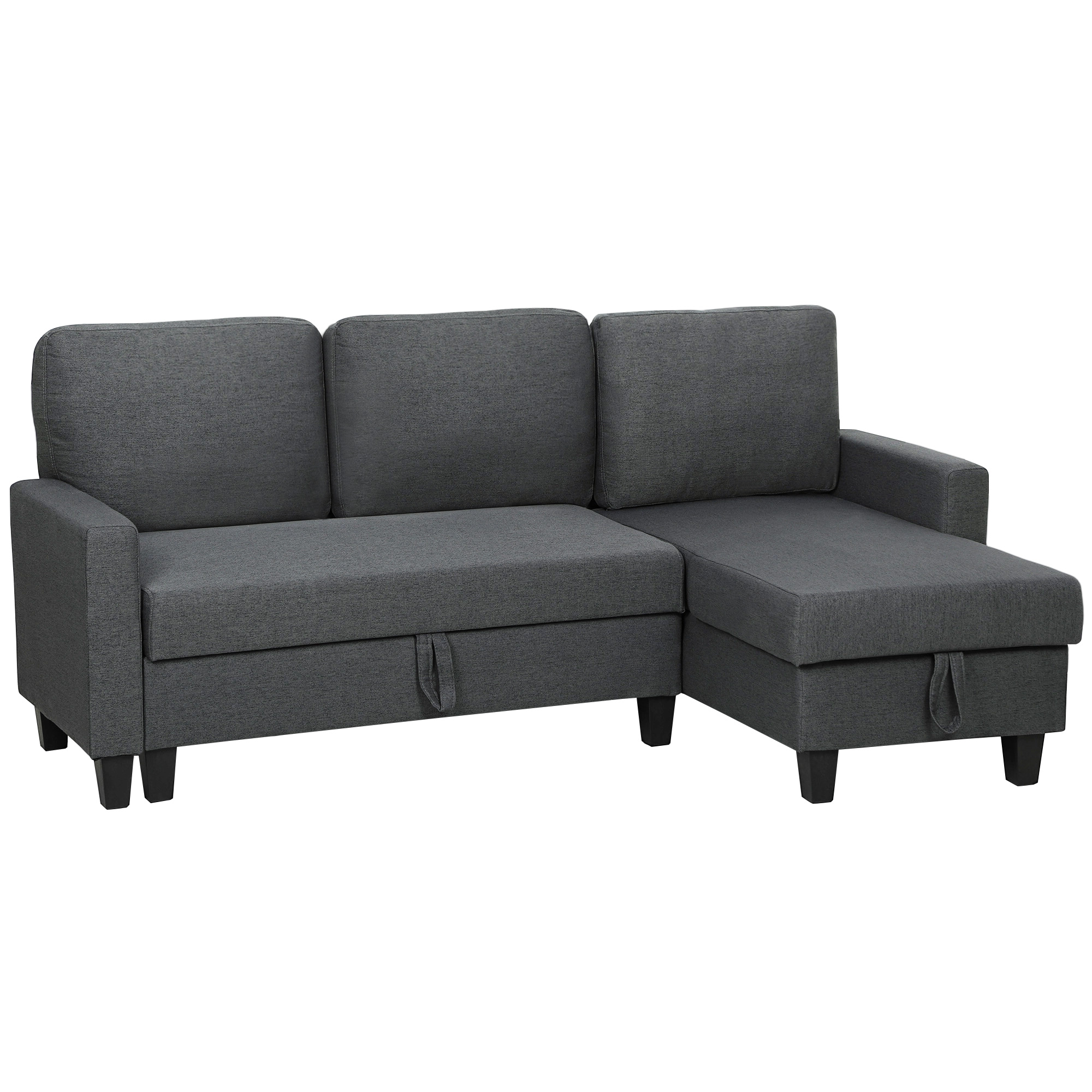 Ecksofa mit Schlaffunktion und Bettkasten L-Form Schlafsofa mit Verwandelbarer Chaiselongue, für Wohnung und Wohnzimmer