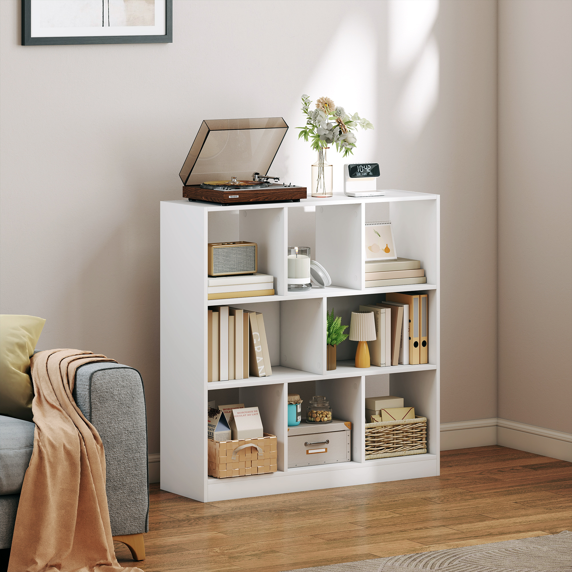 Bücherregal Regal Standregal, 8 Regalfächer, 97,5 x 30 x 100 cm, Weiß