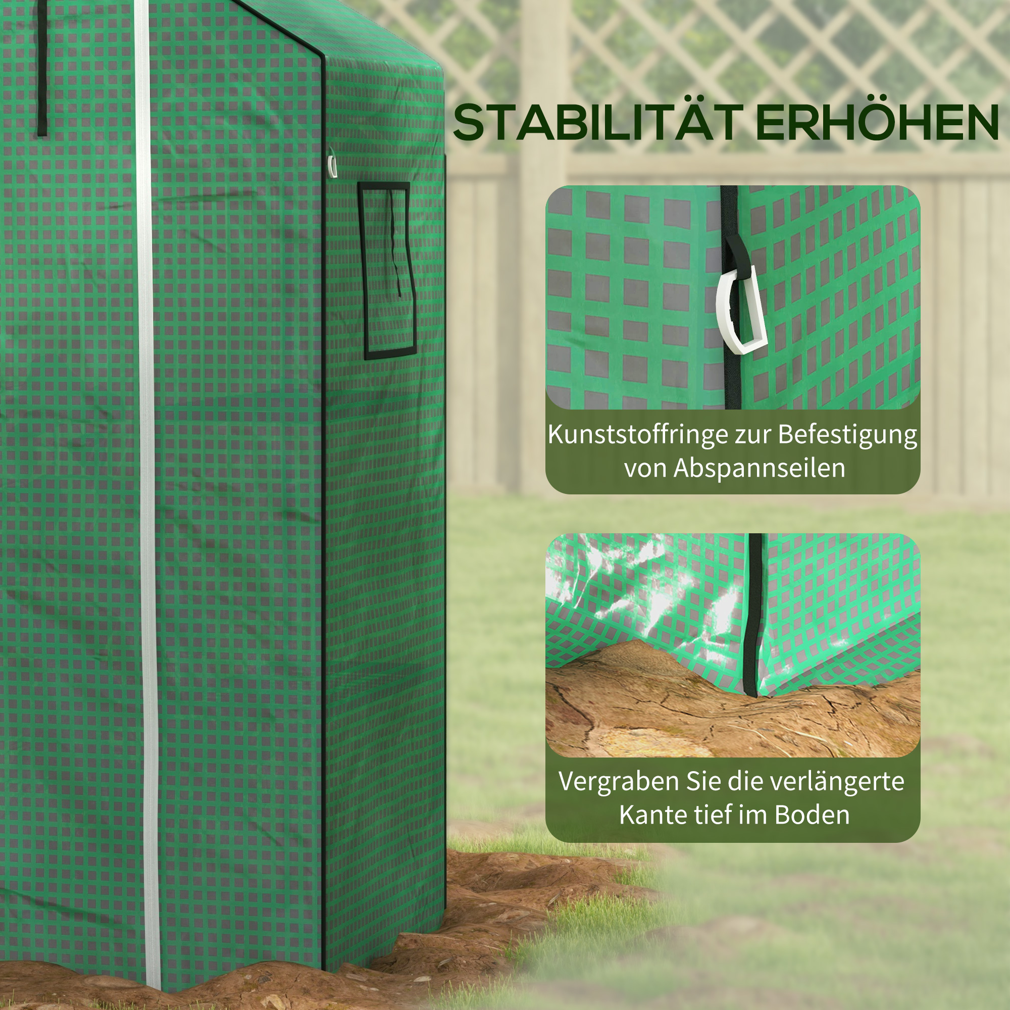 Ersatzfolie für Gewächshaus, Ersatzabdeckung mit UV-Schutz, Rolltür, Seitenfenster, 140 x 73 x 190 cm, Grün