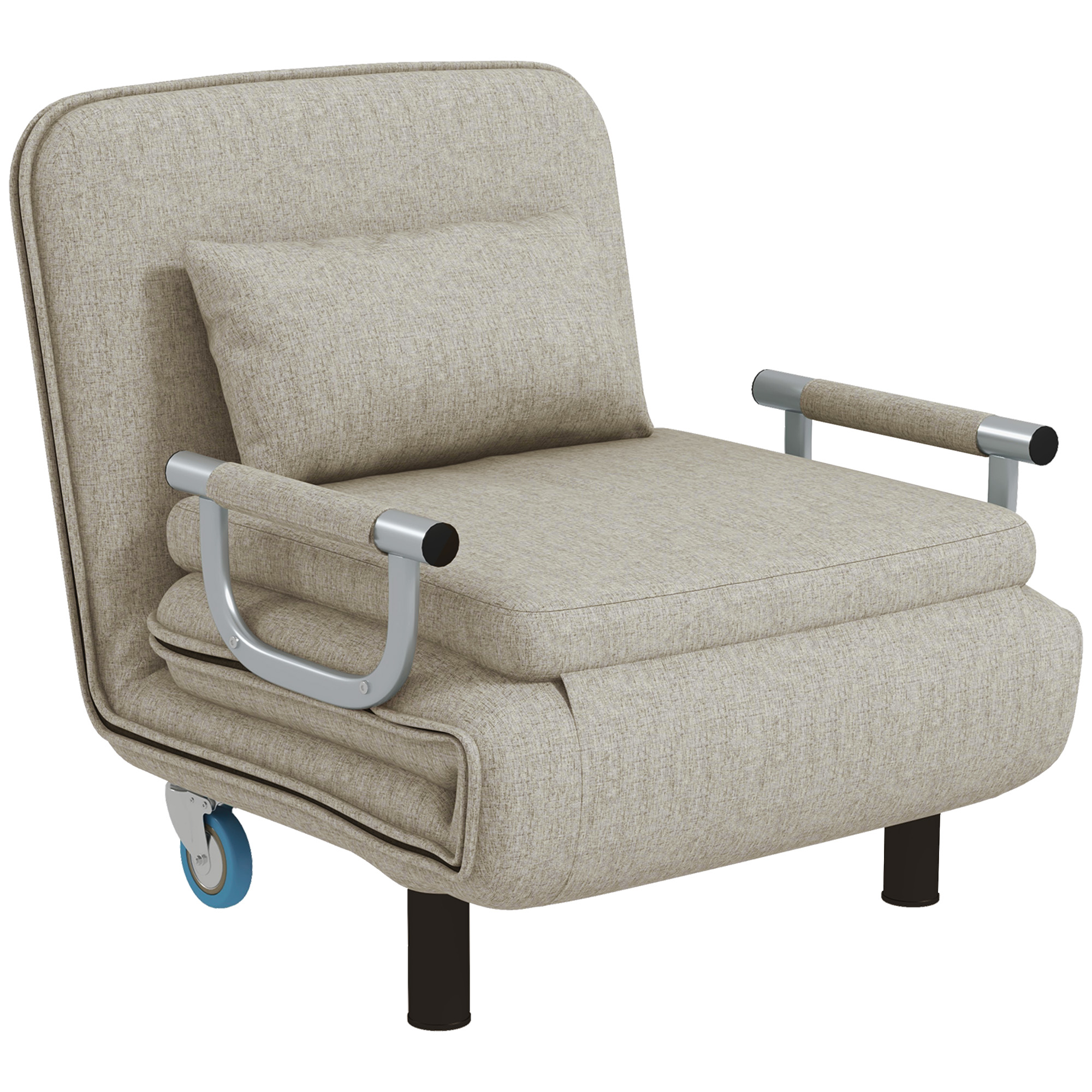 Klappbarer Schlafsessel, 3 in 1 Klappsessel mit verstellbarer Rückenlehne, für Schlafzimmer und Gästezimmer, Grau
