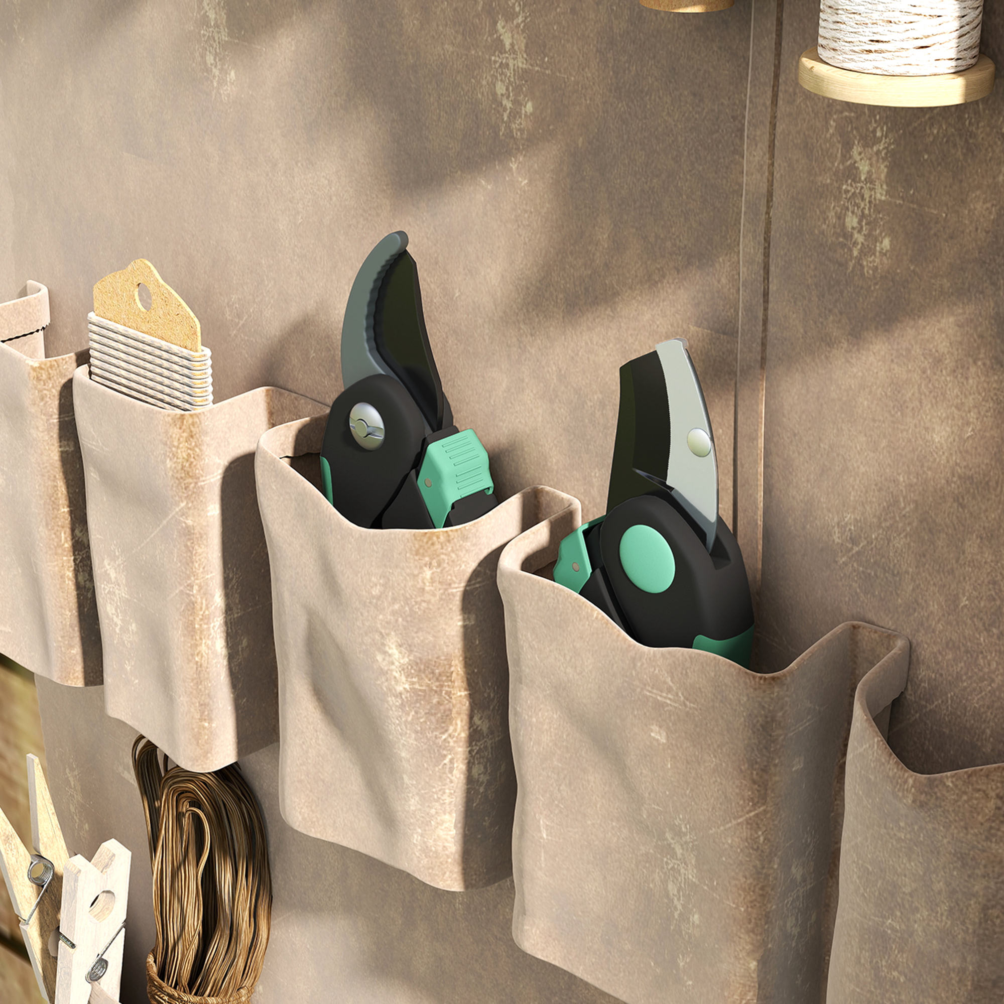 Gartenwerkzeug Set 2 Stück Garten Werkzeug aus Metall Gartengeräte mit Gartenschere Grün+Schwarz