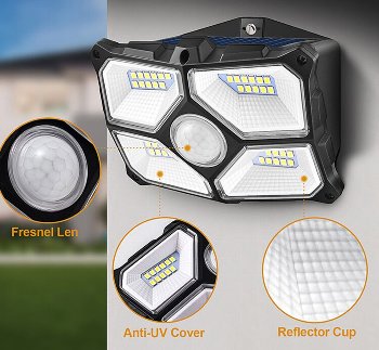 LED Solar Wandleuchte "SWL 722", PIR Bewegungsmelder, 72 LEDs, IP65