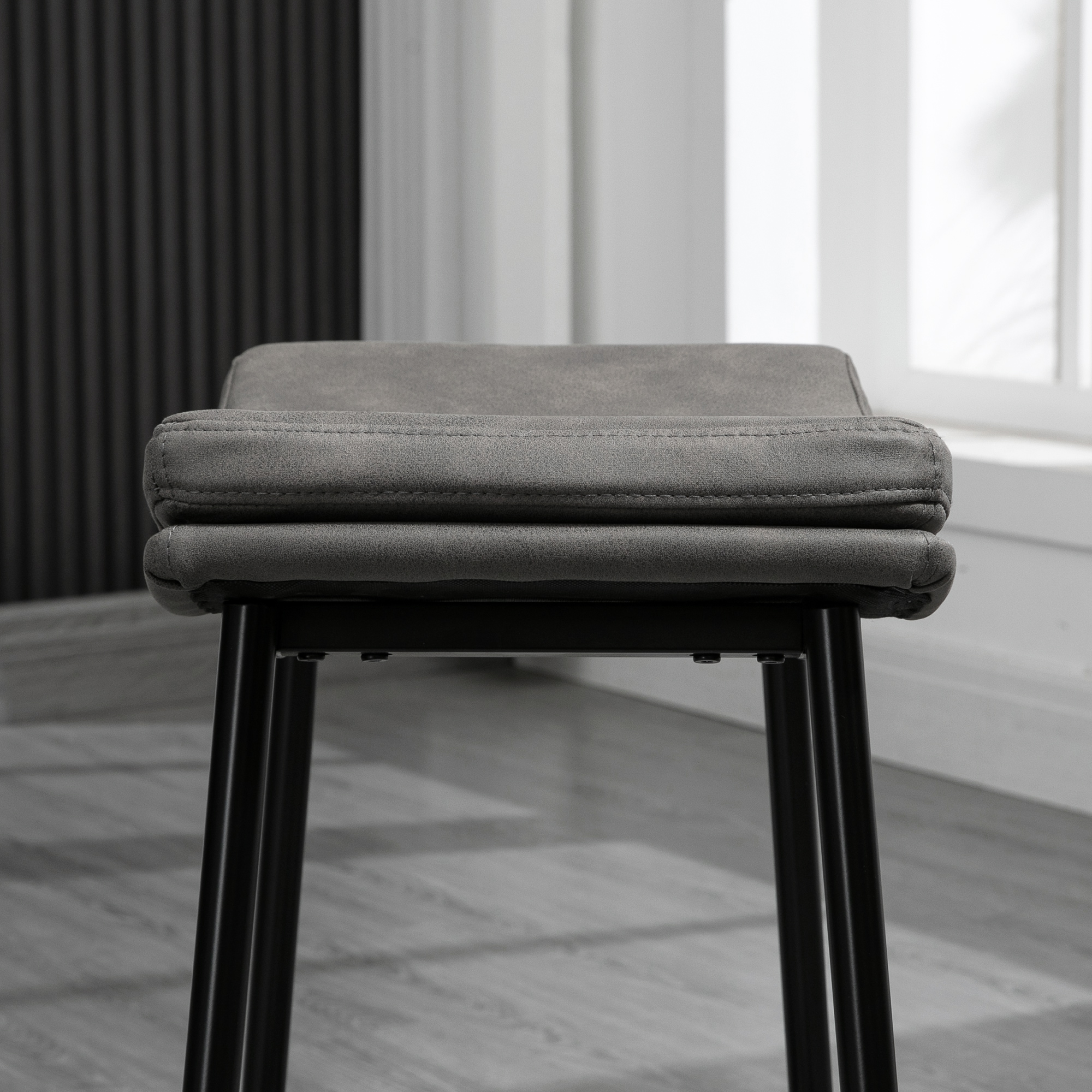2er-Set Barhocker, Polstersitze, Stahlgestell, 120 kg Belastbarkeit, Grau