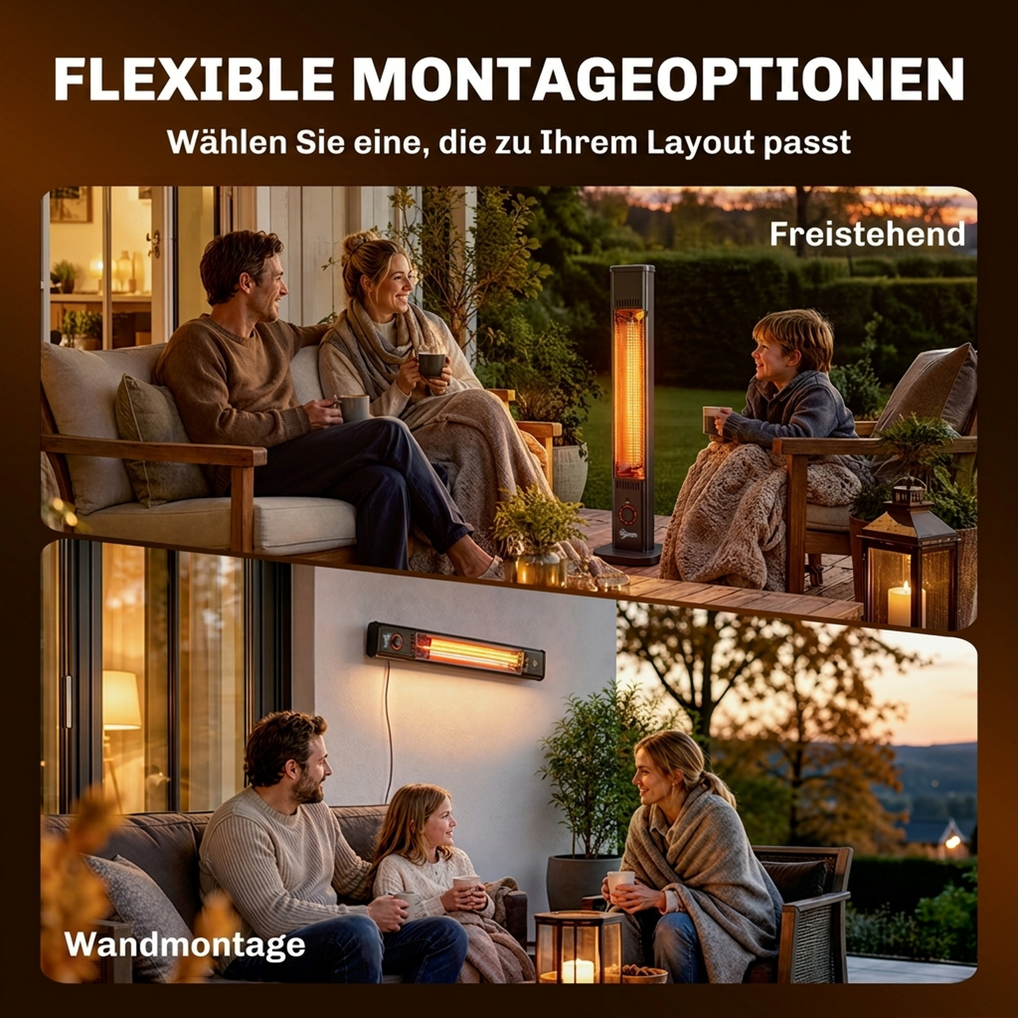 Infrarot Heizstrahler 2000W Carbonfaser Standheizstrahler mit Fernbedienung 8 Heizstufen Schutzhülle Timer Kippschutz