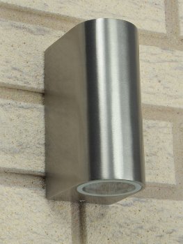 Außen-Wandleuchte "CTW-2" / für 2x GU10, IP44, Edelstahl poliert