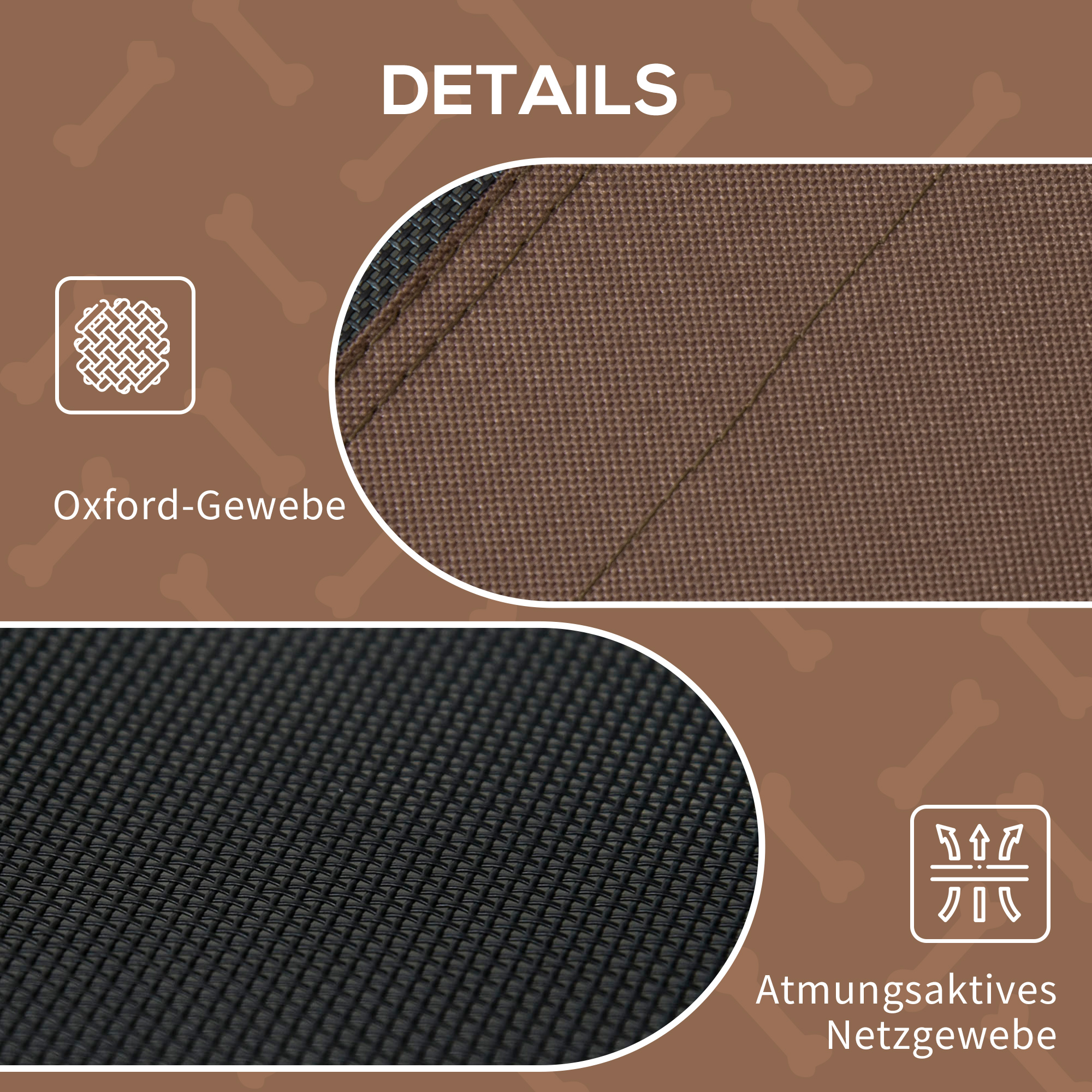 erhöhtes Hundebett mit Baldachin, Haustierbett, Hundeliege outdoor mit Dach, Atmungsaktiv, Taftstoff für Camping Kaffee 122 x 92 x 108 cm