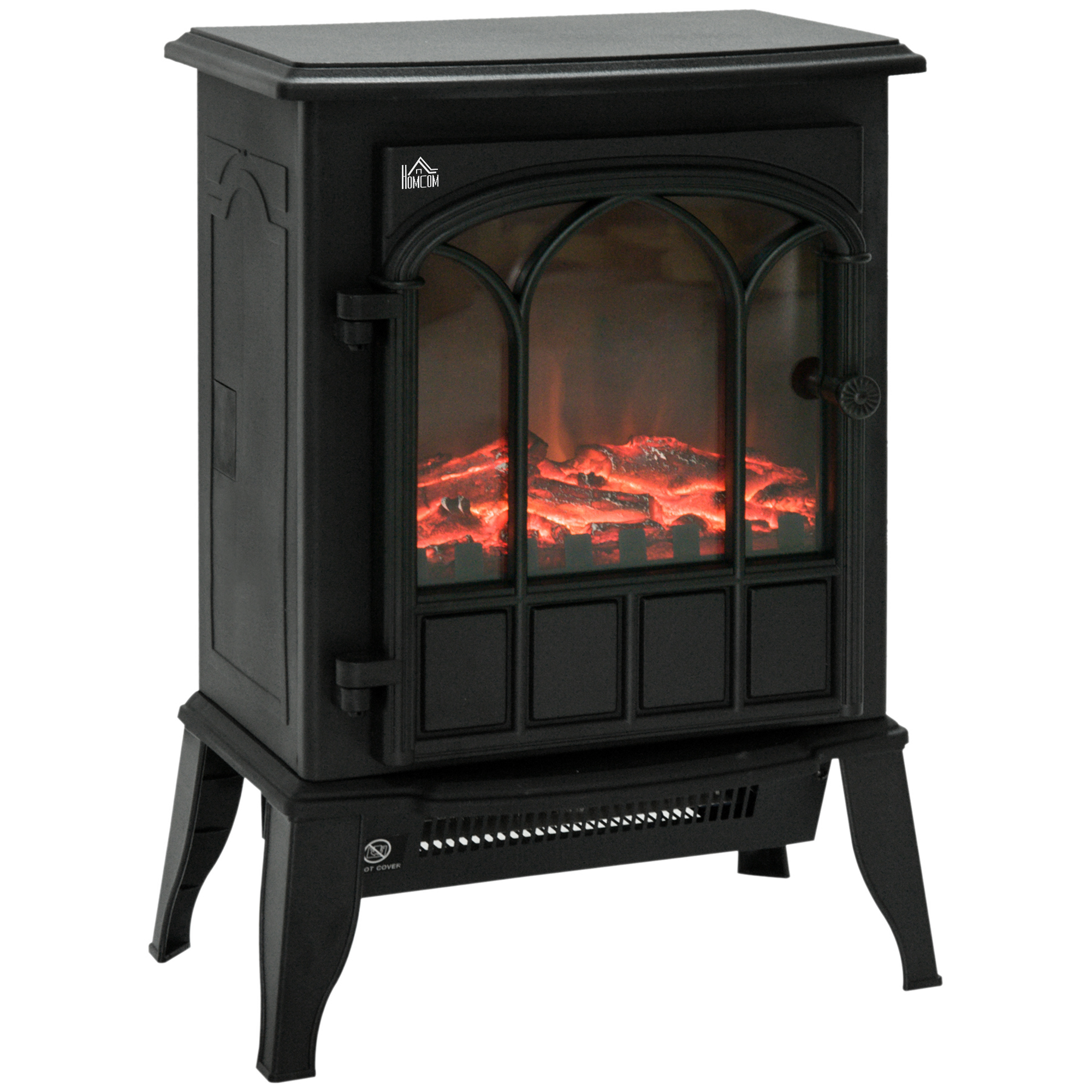 Elektrokamin, LED-Flammen, 1000/2000 W, regelbare Temperatur & Helligkeit, Metall, 39 x 23 x 56,5 cm