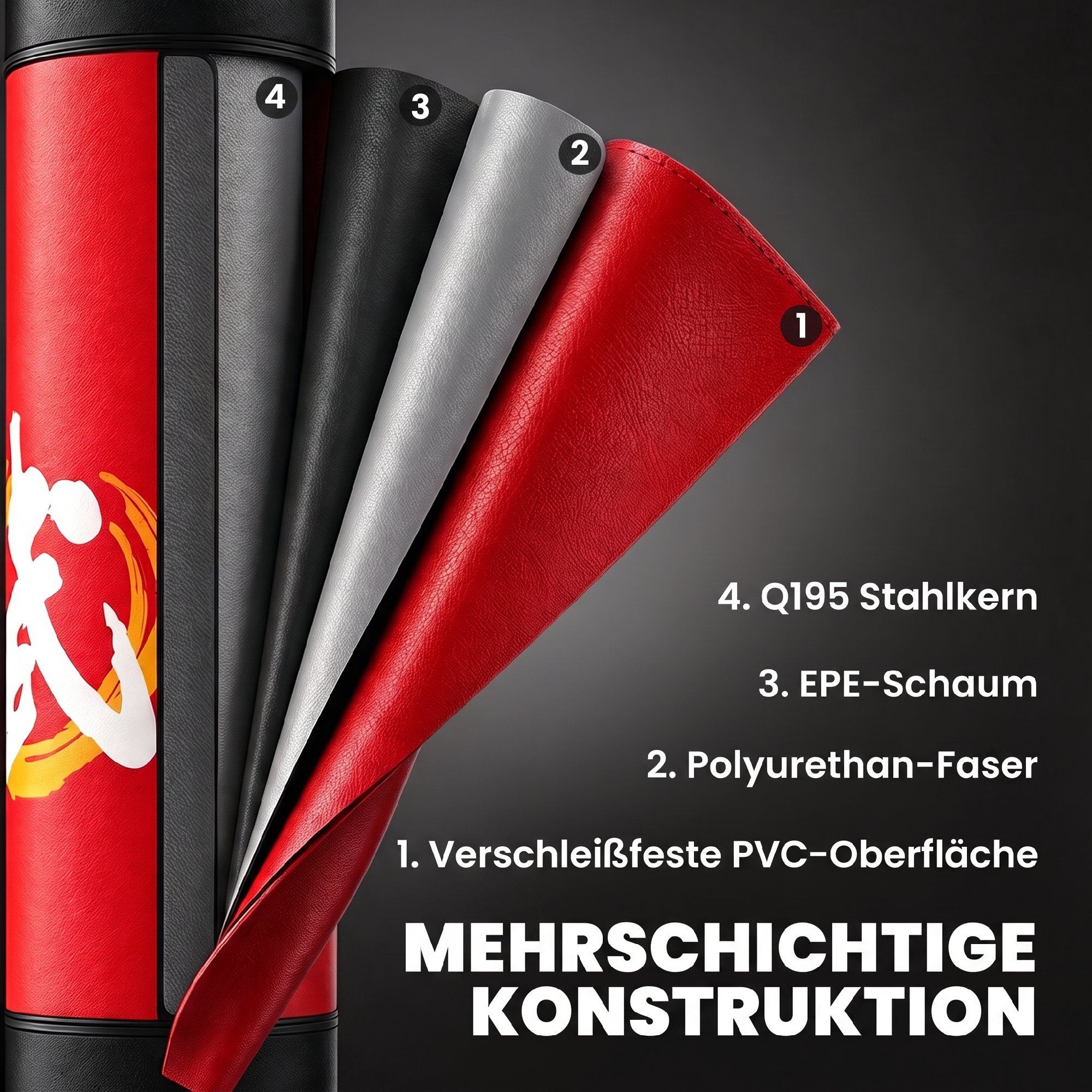 Boxsack freistehend 156 cm Standboxsack mit 12 Saugnäpfen, Stoßdämpfung, für Erwachsene Jugendliche