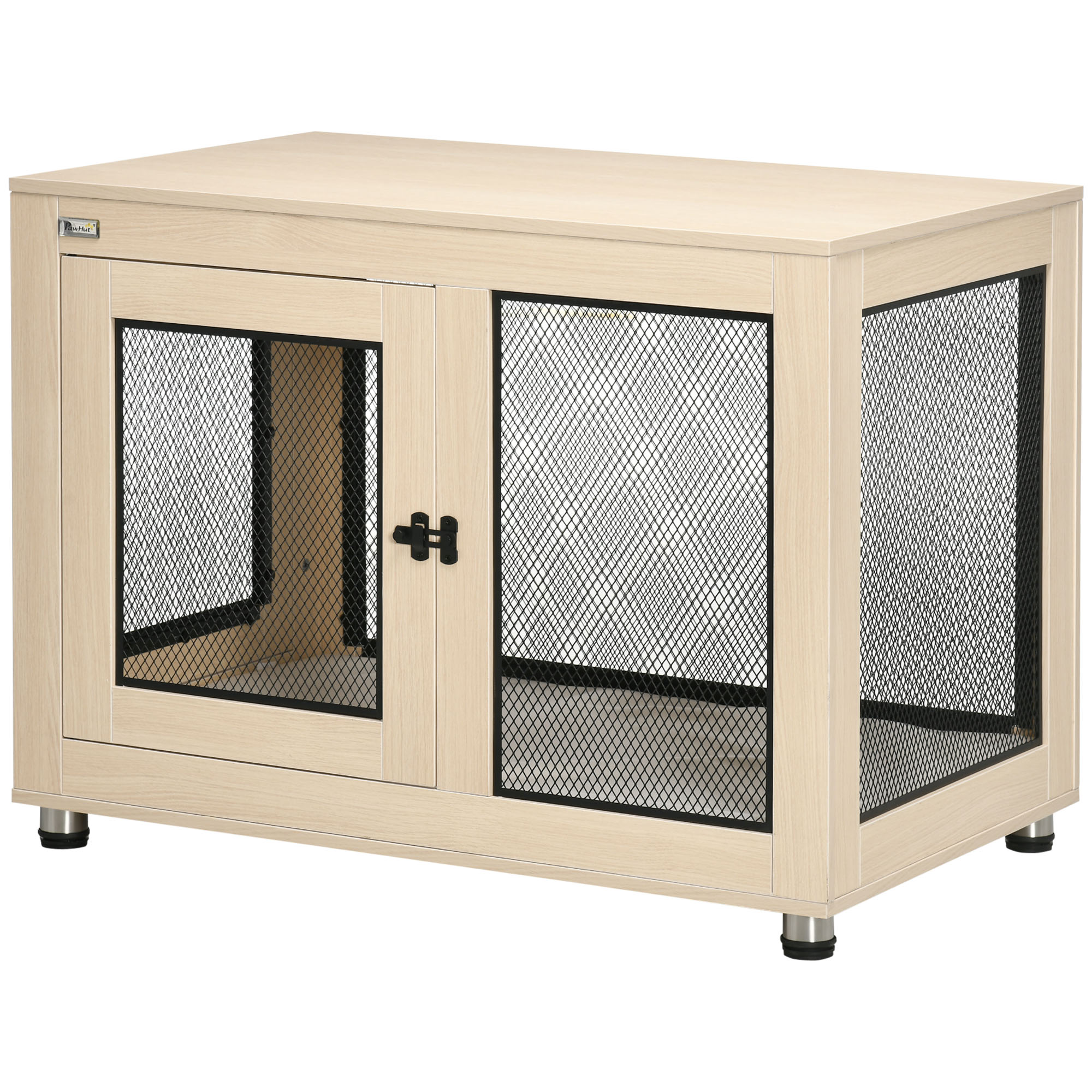 Hundebox Hundekäfig, Modernes Design, verriegelbar, 2 Türen, 94 cm x 60 cm x 71,5 cm, Natur + Schwarz Hundebox Hundekäfig, Modernes Design, verriegelbar, 2 Türen, 94 cm x 60 cm x 71,5 cm, Natur + Schwarz
