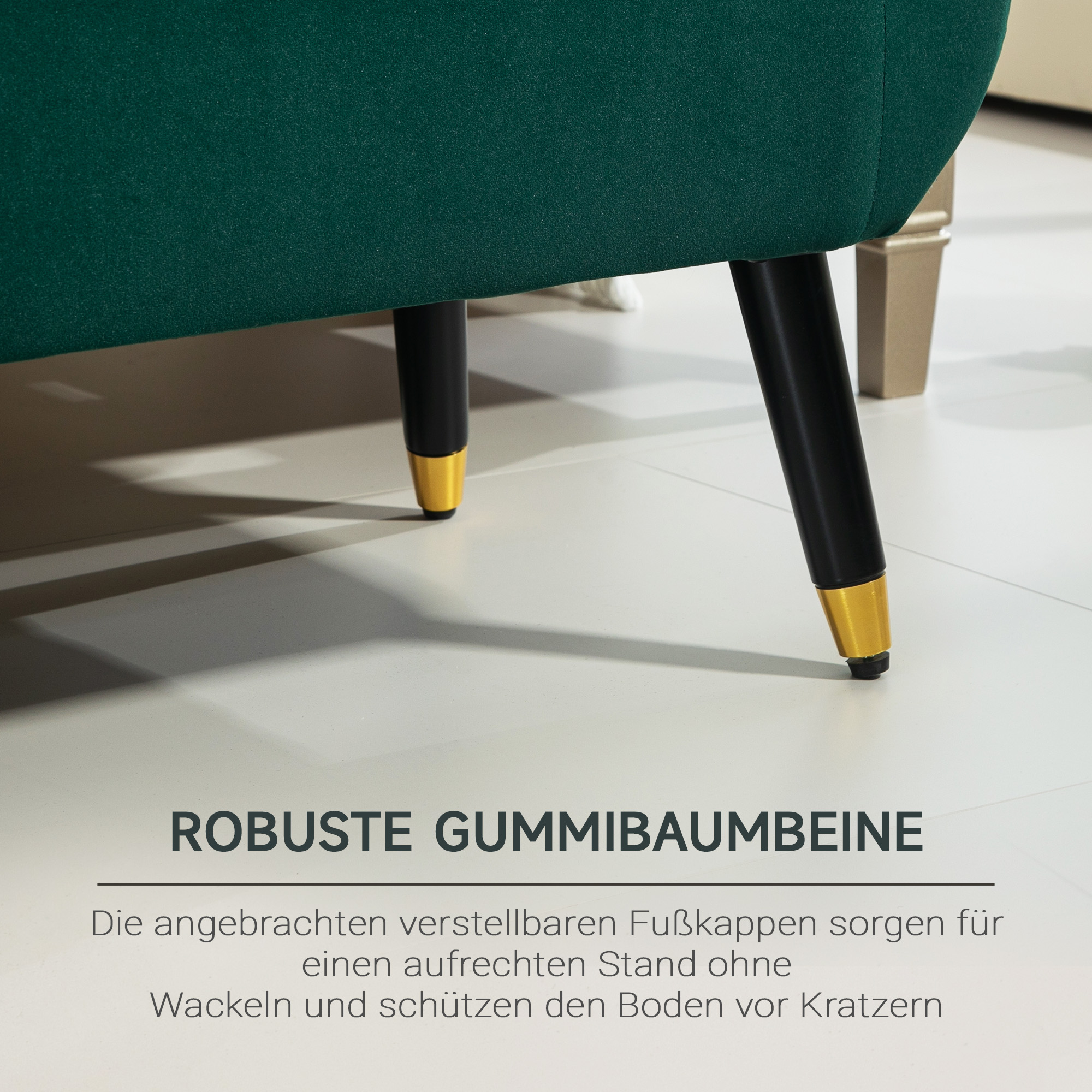Polsterbank mit Stauraum, Armlehnen, Samtartiges Polyester, Kautschukholz, 107 x 42 x 65 cm, Grün