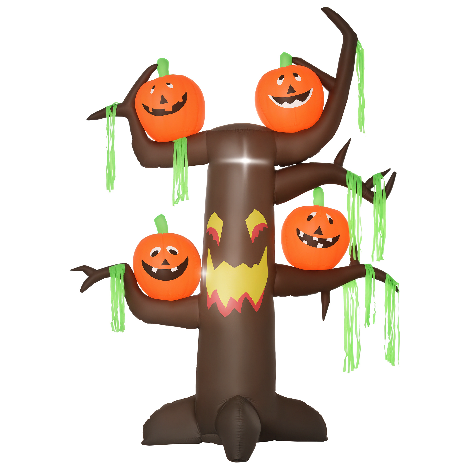 Aufblasbarer Spukbaum Kürbis Halloween Deko Figur Luftfigur mit LED Beleuchtung, Polyester, 180x80x240cm