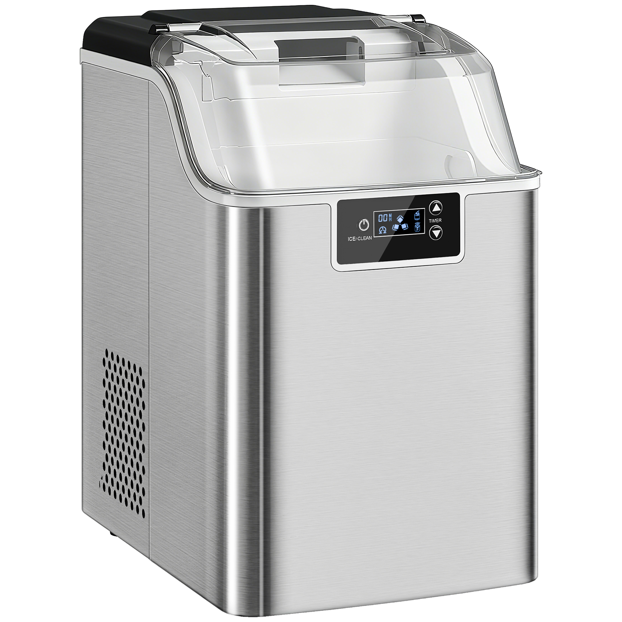 Eiswürfelmaschine, Eiswürfelspender, Ice-Maker, 20 kg/24h Eiswürfelbereiter mit 2,1 L Wassertank, Silber