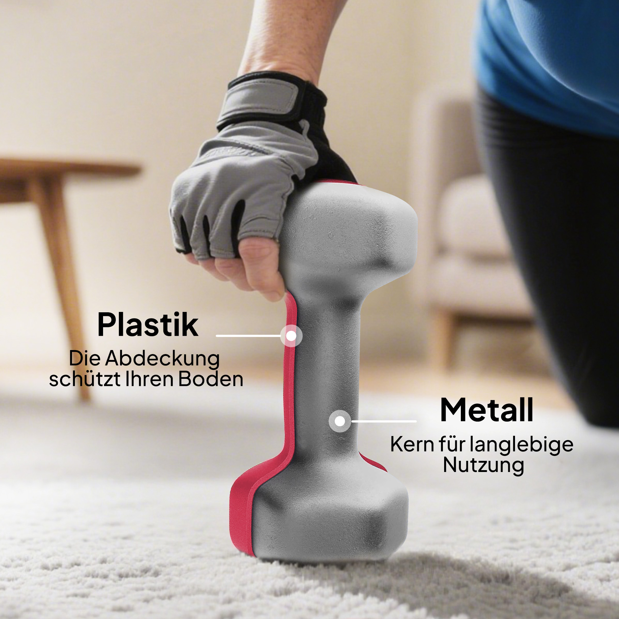 Hanteln Set 3 Paar Kurzhanteln mit Aufbewahrungsständer rutschfeste Griff, 1-5 kg Hexagon