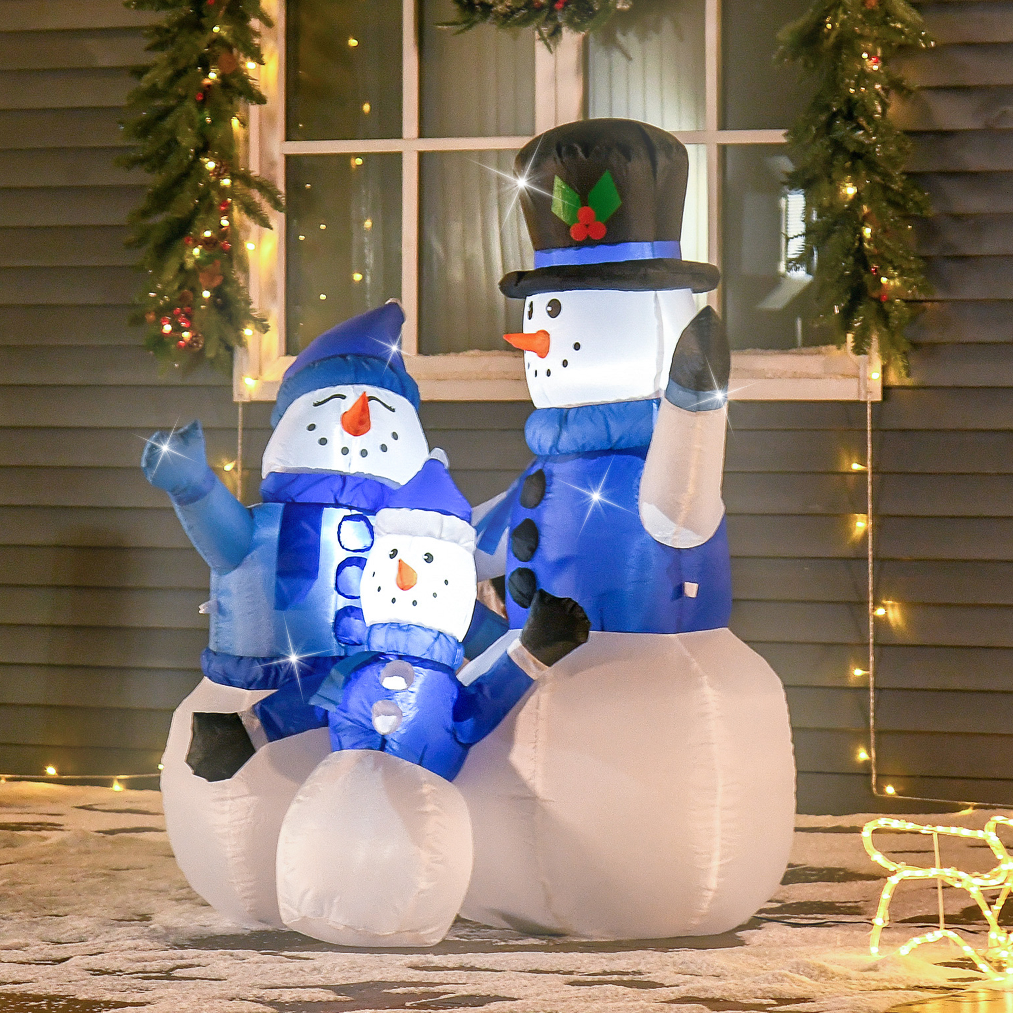 Schneemänner Schneemann Weihnachtsdekoration, LED-Lichter, 1,8 m, inkl. Gebläse, selbstaufblasend