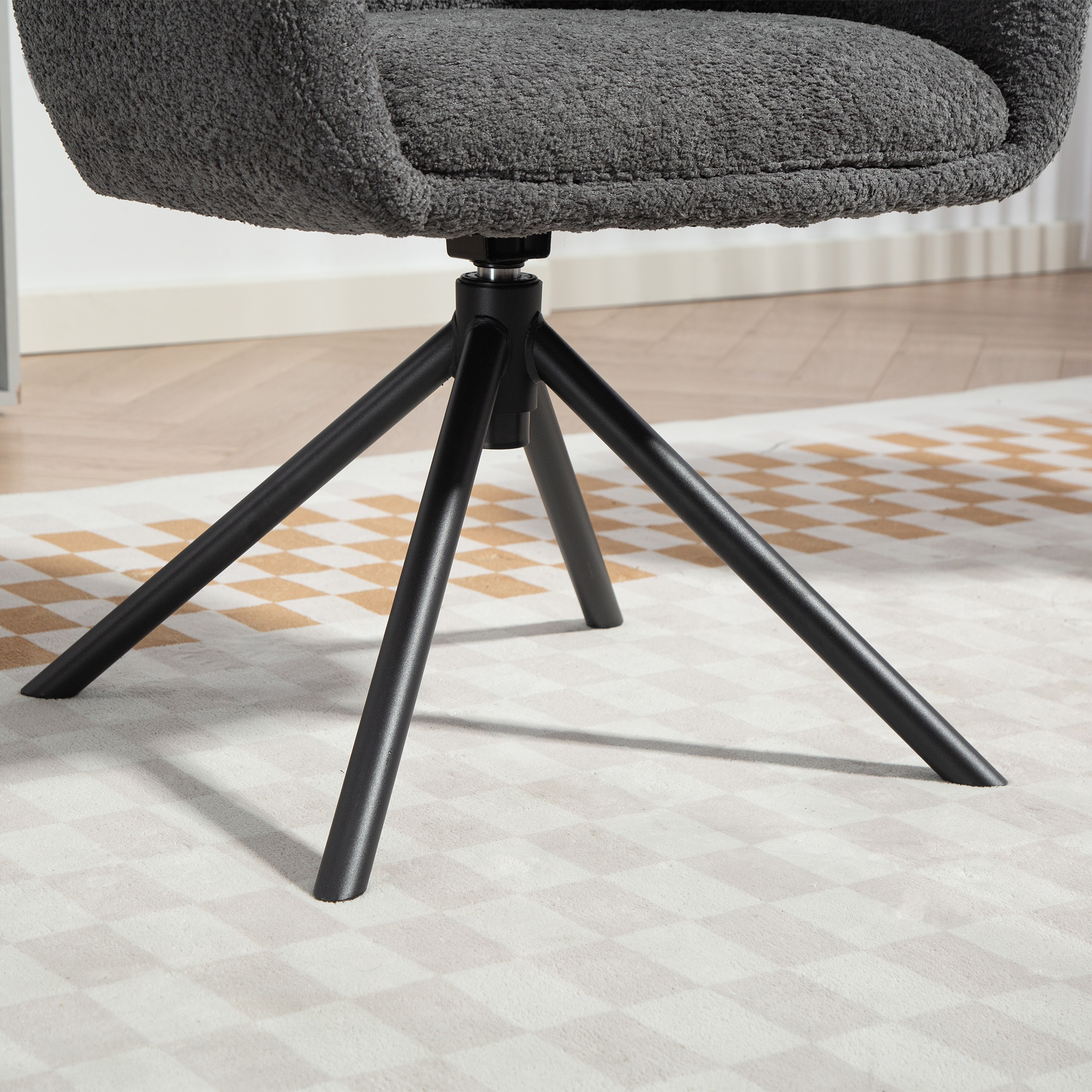 Sessel, Polsterstuhl mit bequemer Sitzschale, drehbar, kuscheliger Bezug, bis 120 kg, Dunkelgrau