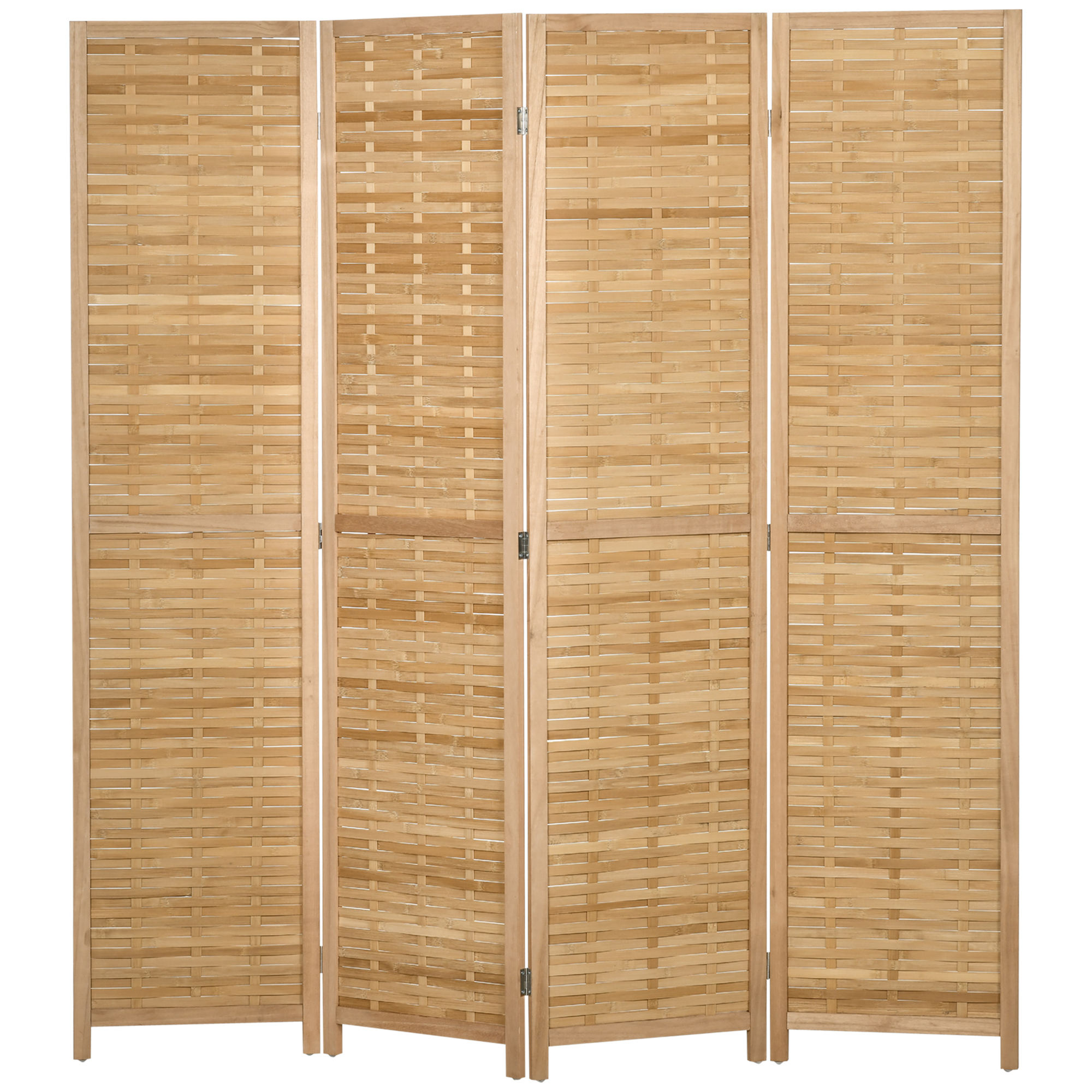 4-teiliger Raumteiler, 160 x 170 cm Faltbarer Sichtschutz aus Bambus für Wohnzimmer, Schlafzimmer, Natur