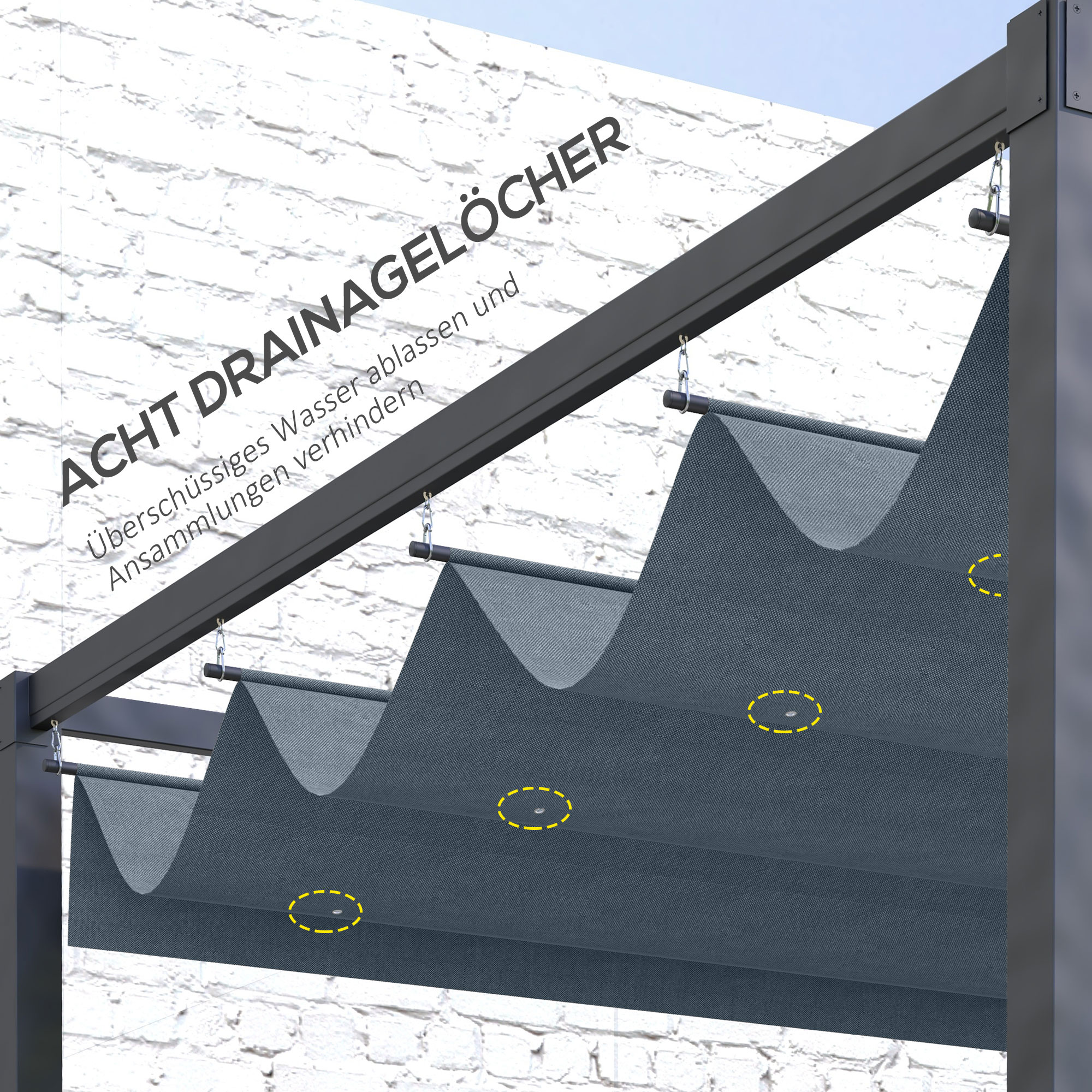 Ersatzdach für 2,85 x 2 m Gartenpavillon, ausziehbar, einfache Montage, Polyester, Dunkelgrau