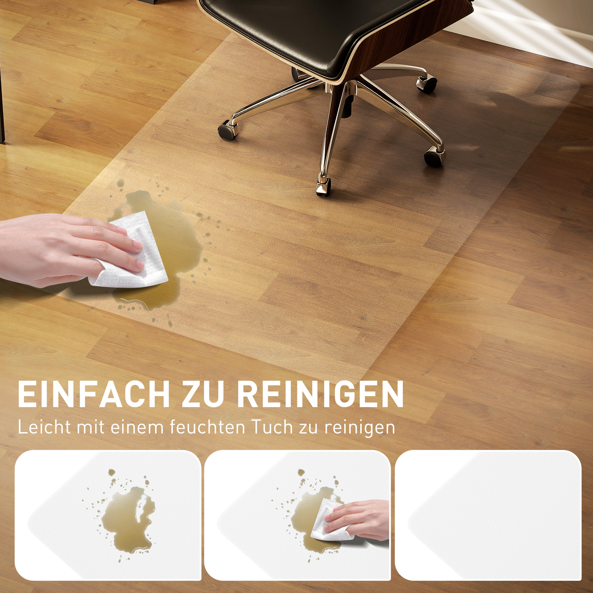 Bodenschutzmatte, rutschfest, 1,5mm dick, 100 x 150 cm, Transparent