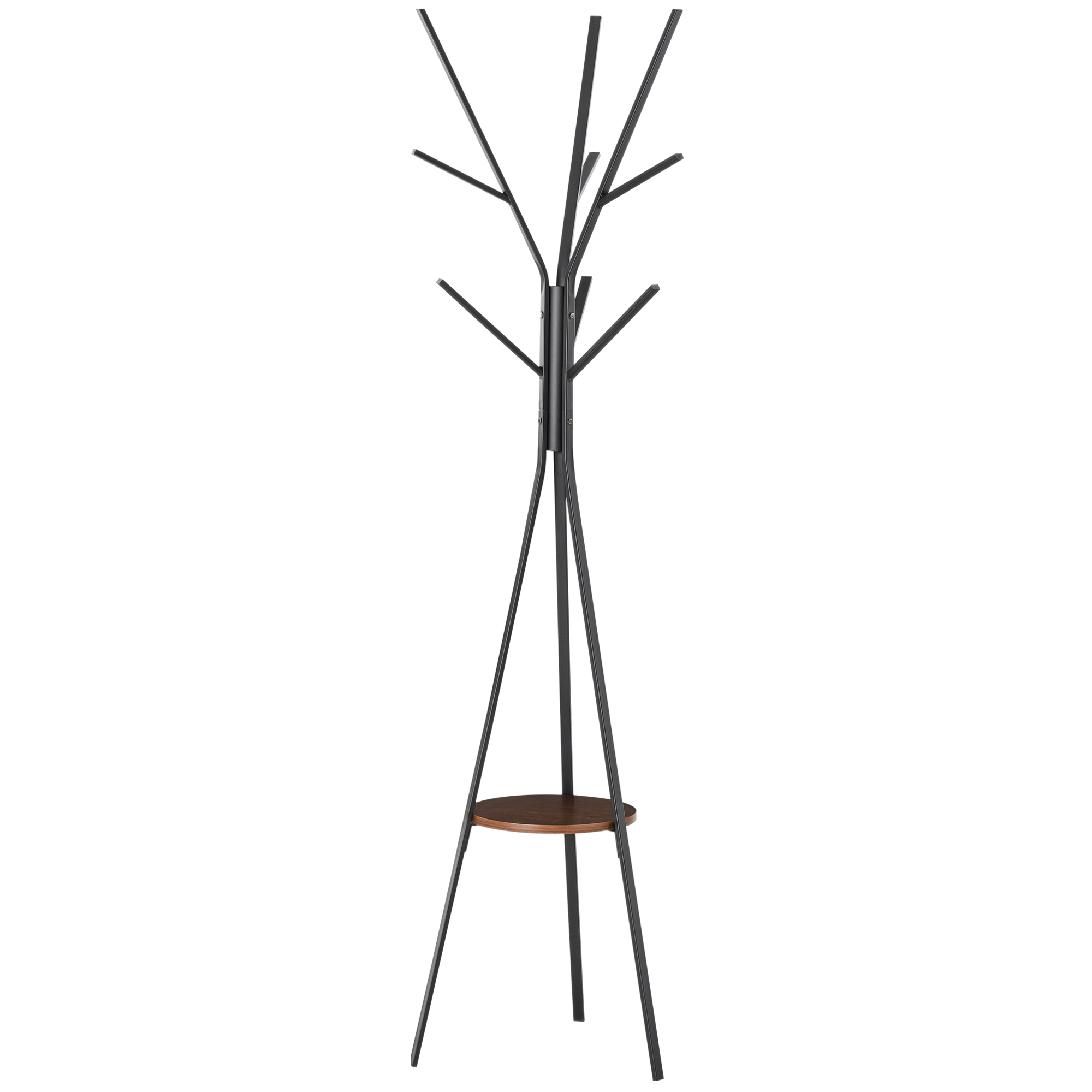 Garderobenständer im Skandidesign, Kleiderständer, 7 Kleiderhaken, Schwarz + Braun Garderobenständer im Skandidesign, Kleiderständer, 7 Kleiderhaken, Schwarz + Braun