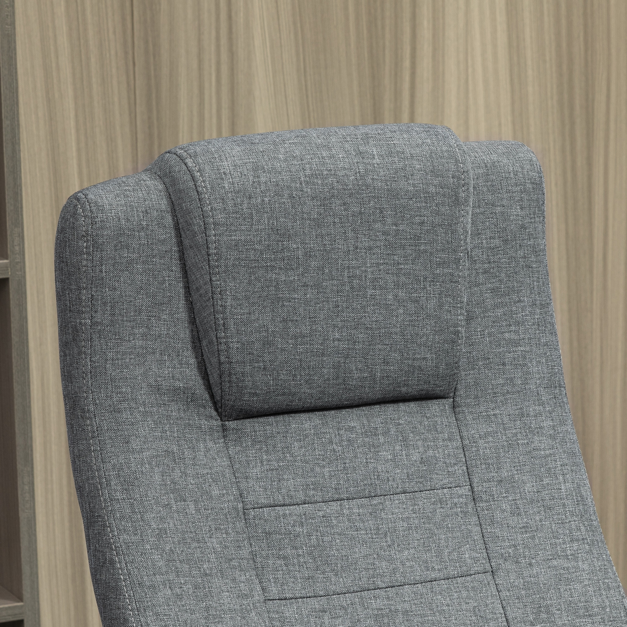 Bürostuhl Computerstuhl mit Wippenfunktion Kopfstütze ergonomischer Schreibtischstuhl drehbar höhenverstellbar Leinen-Touch Grau  62 x 76 x 110-119 cm