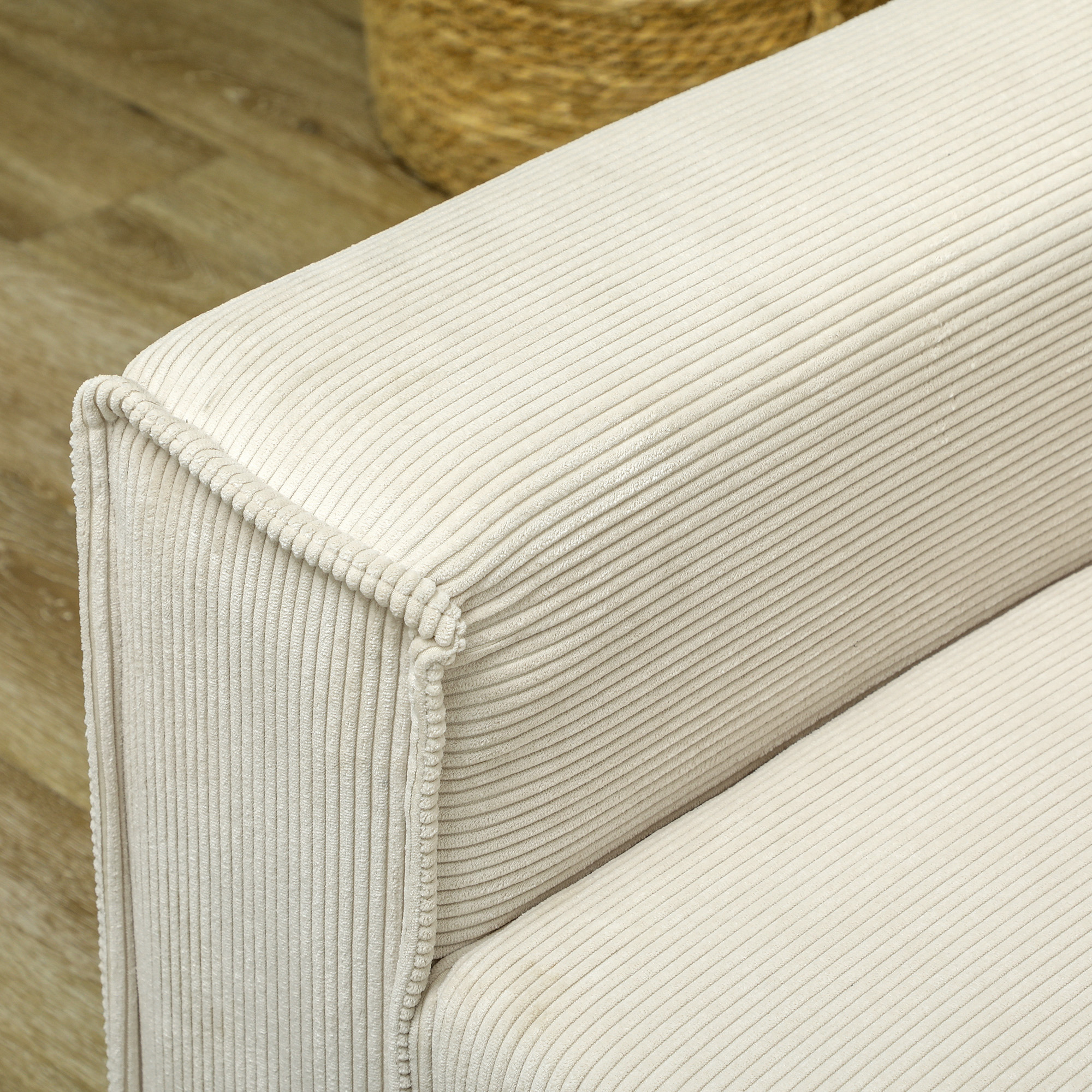 modernes 3-Sitzer-Sofa, Weiche Couch mit Rückenkissen, Polstersofa für Wohnzimmer, Schlafzimmer, Homeoffice, Cremeweiß