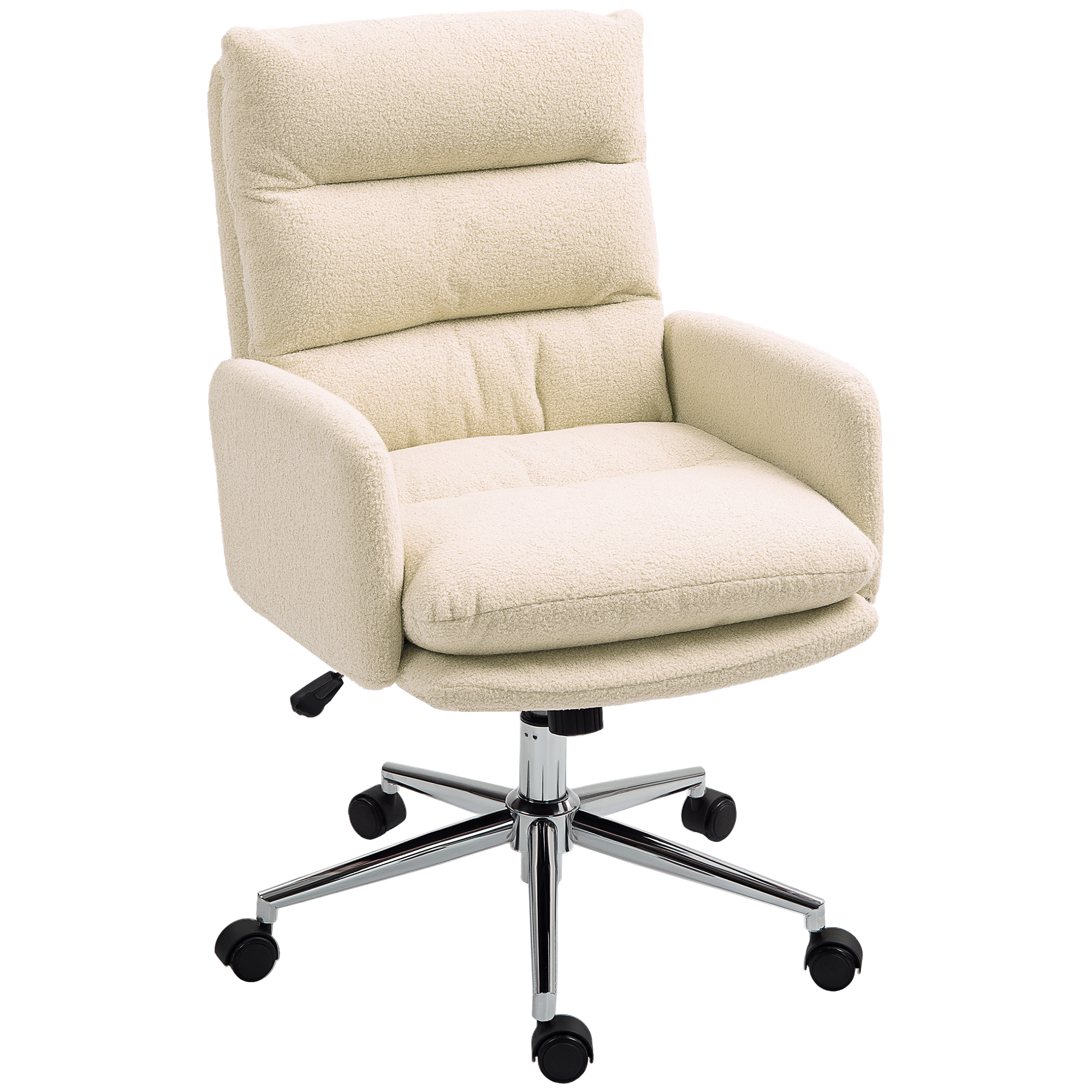 Bürostuhl, Schreibtisch-Polsterstuhl, Kippfunktion, drehbar, rollbar, Cremeweiß