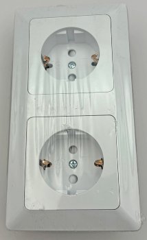 MILOS Set 2 Steckdosen + 2-fach Rahmen / 250V~/ 16A, Steckanschluss, Matt-weiß