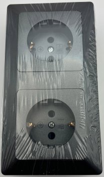 MILOS Set 2 Steckdosen + 2-fach Rahmen, 250V~/ 16A, Steckanschluss, Anthrazit