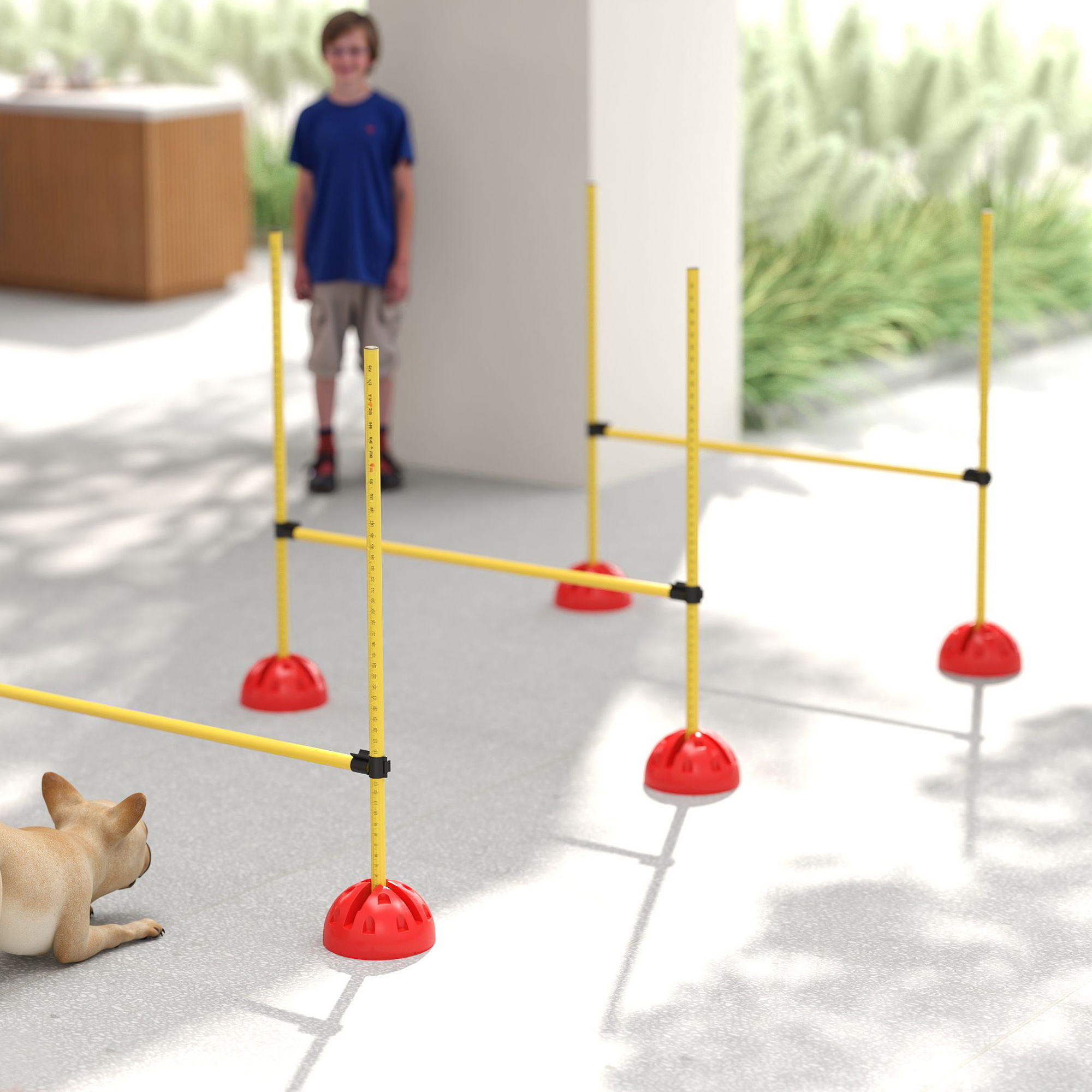 4-teiliges Hunde-Agility-Set mit 4 Hürden und Tragetasche für das Sprungtraining, Gelb