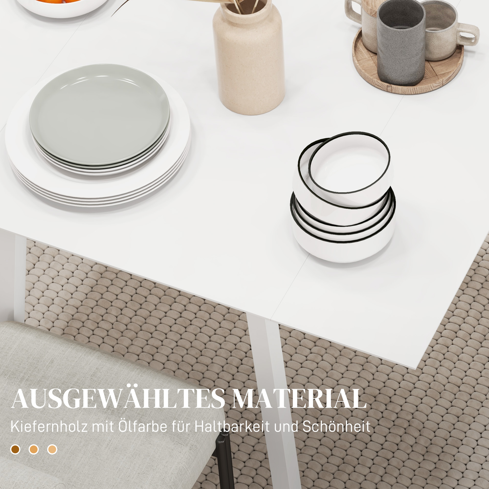 Esstisch Klapptisch Küchentisch, 2 aufklappbare Flächen, 110 x 86 x 75 cm, Weiß