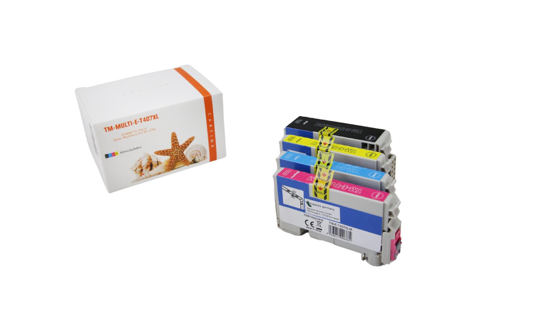 Multipack T407XL alternativ Tinte für Epson / C13T07U140  440 / BK2.600 / CMY1.900 Seiten