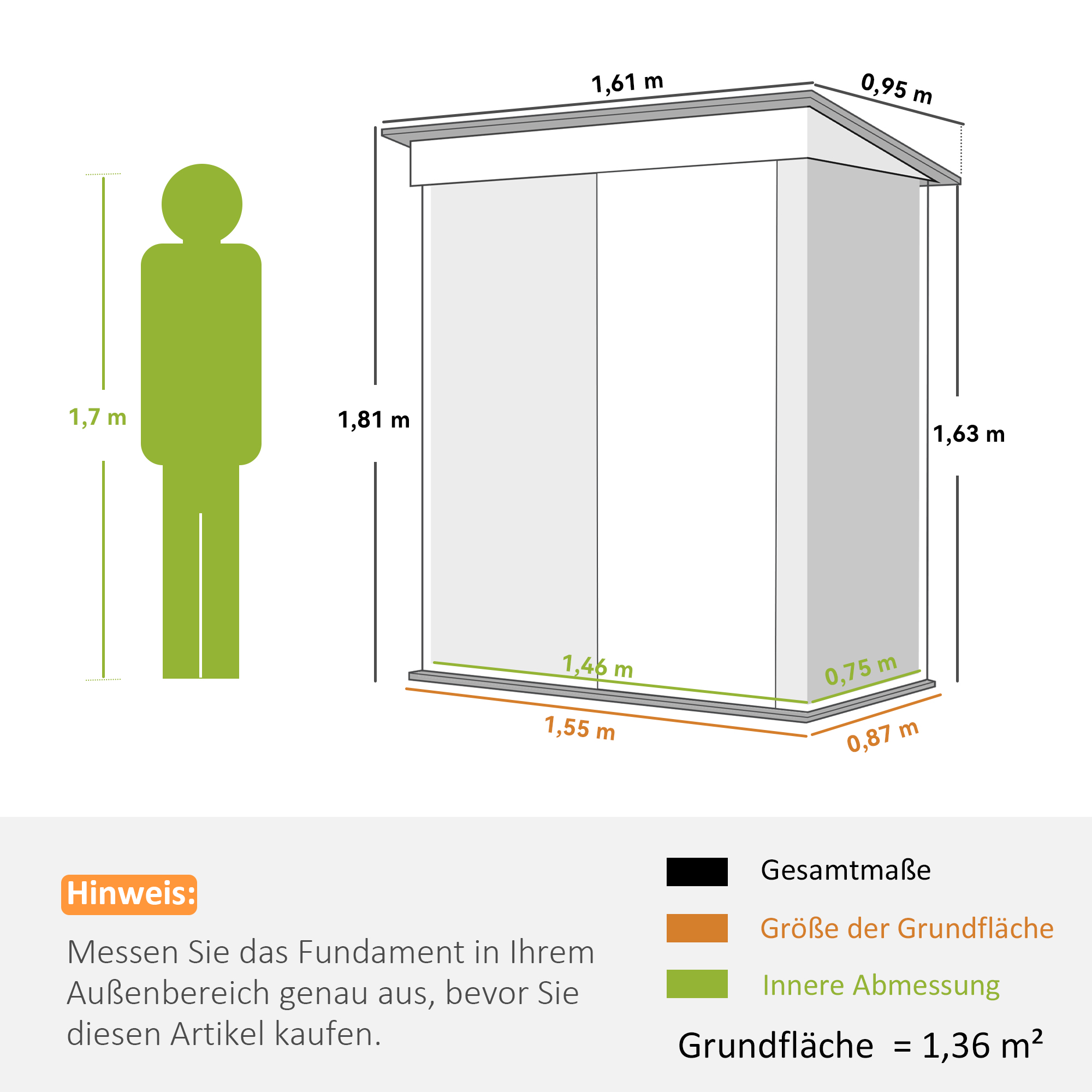 Gartenschuppen, Outdoor-Geräteschuppen aus Wellstahl, Wanddesign, verstellbare Regalböden, verschließbare Tür, Grau
