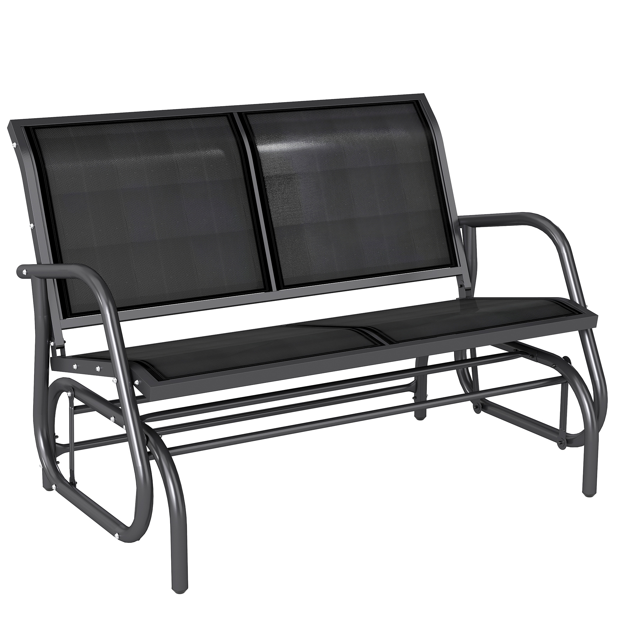 2-Sitzer Schaukelstuhl Gartenbank mit Schaukelmechanismus bis 200 kg belastbar 120 x 70 x 85 cm Schwarz