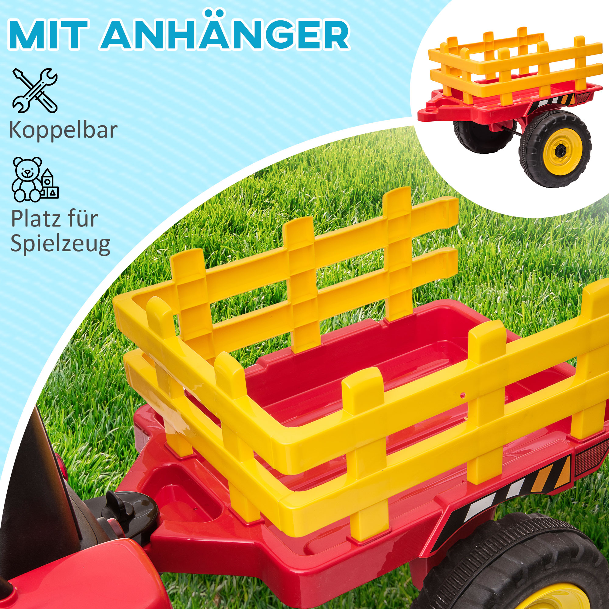 Kinderfahrzeug Kinder-Traktor, rot & schwarz