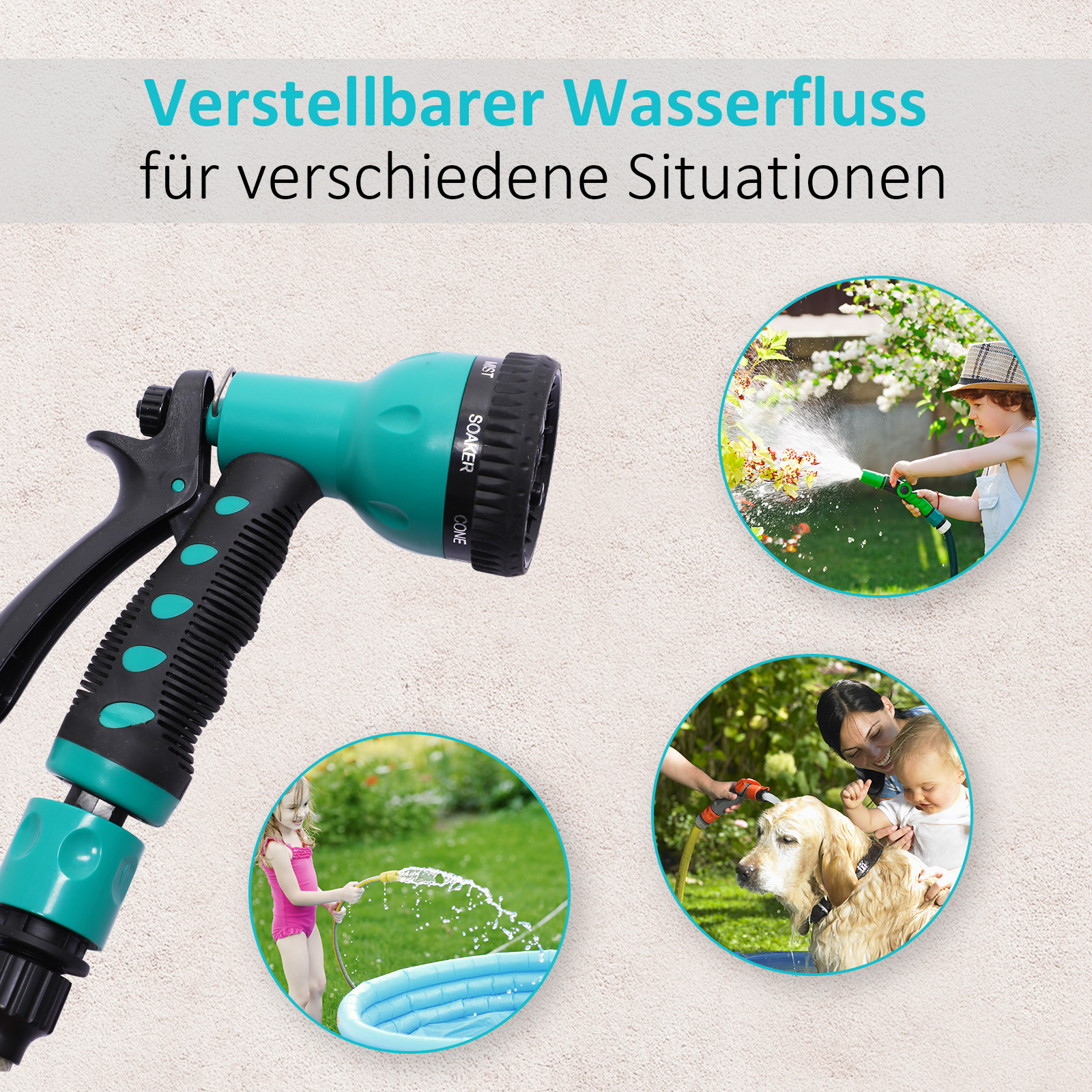 Wandschlauchbox Schlauchtrommel 180° schwenkbar mit Multibrause Frostschutz -5-45 °C Kunststoff Grün + Schwarz 15 m