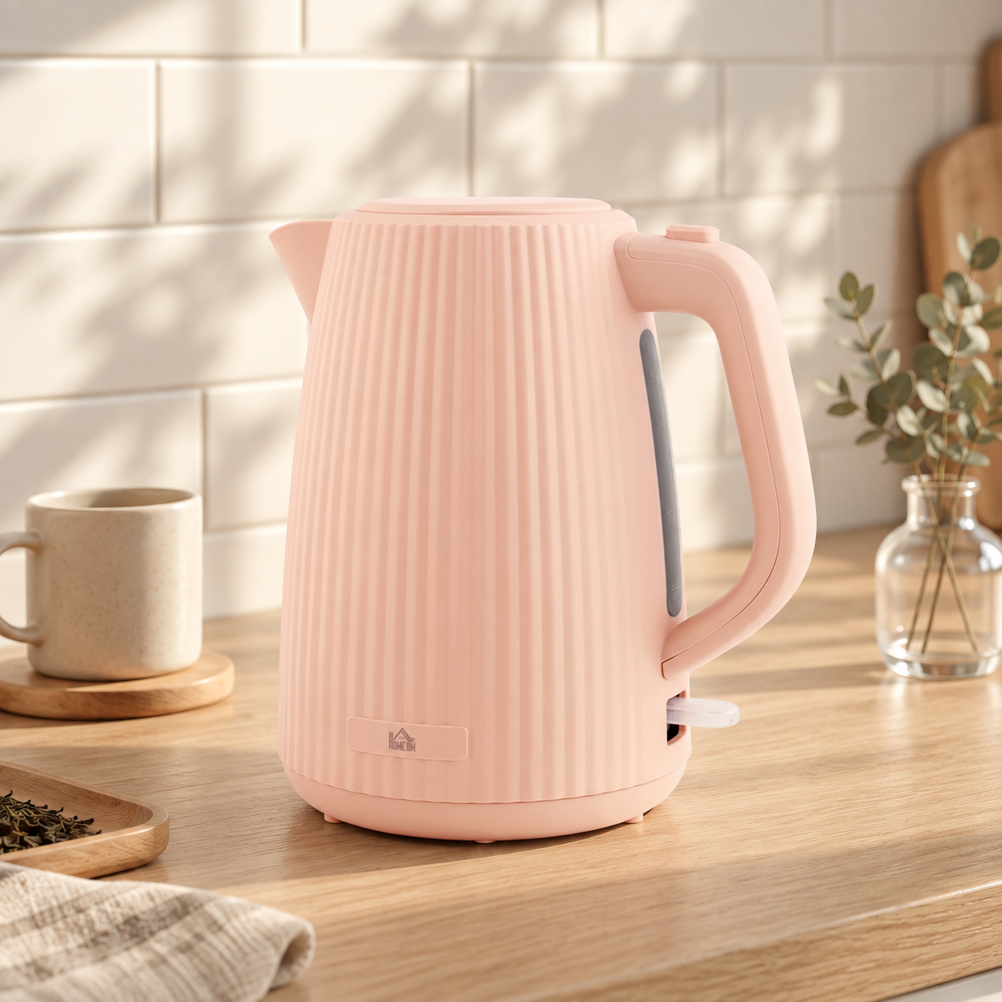 elektrischer Wasserkocher, 1,7L, Schnellkochfunktion, 2200W, mit herausnehmbarem Kalkfilter, Abschaltautomatik, Rosa