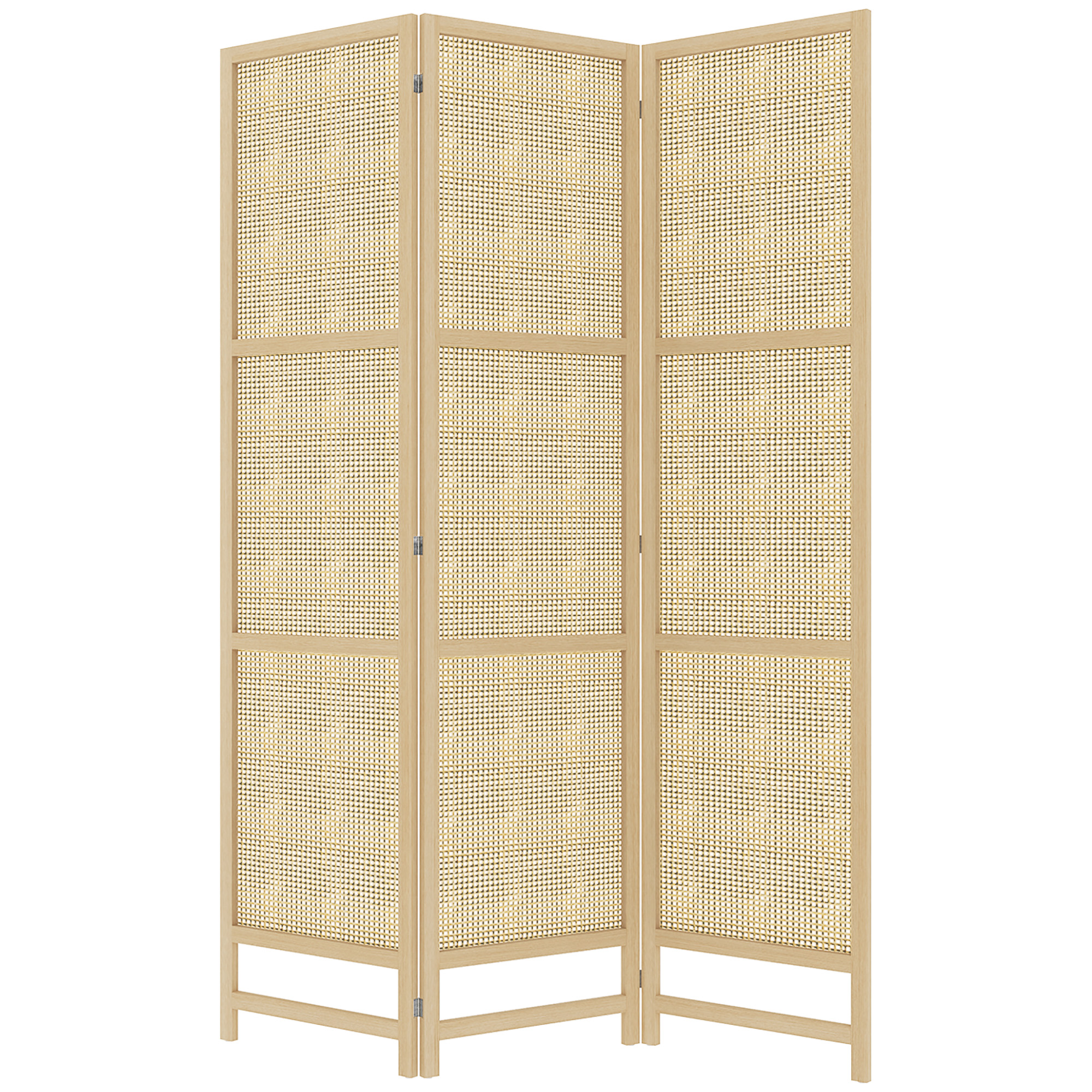 3-teiliger Raumteiler, 180 cm faltbarer Wandschirm, Freistehender Raumtrenner mit handgewebtem Design für Zuhause, Natur