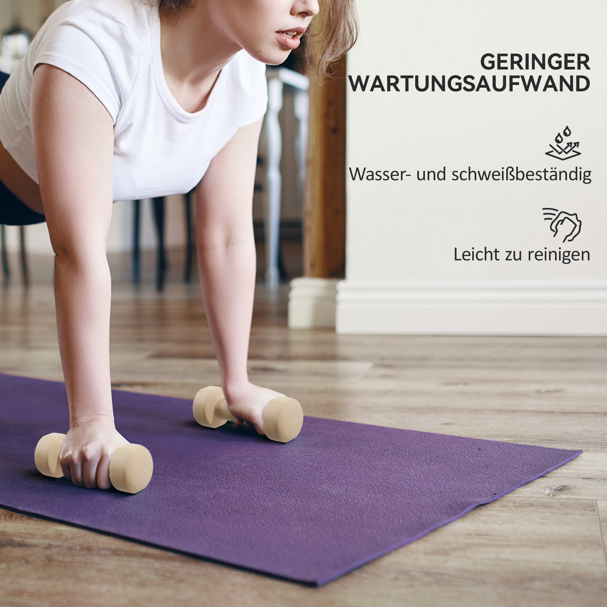 Hantelset 4 Paar 0,5kg-10kg Hanteln mit Koffer, Hantel-Set aus Gusseisen, Hexagon