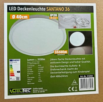 LED Deckenleuchte "Santano 36n", Ø 40cm, 36W, 3550lm, 4200K neutralweiß