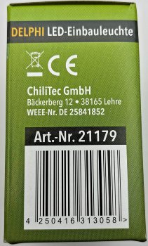 DELPHI LED-Einbauleuchte "COB" weiß / 80x80mm, 3000k, warmweiß, 55 Lumen
